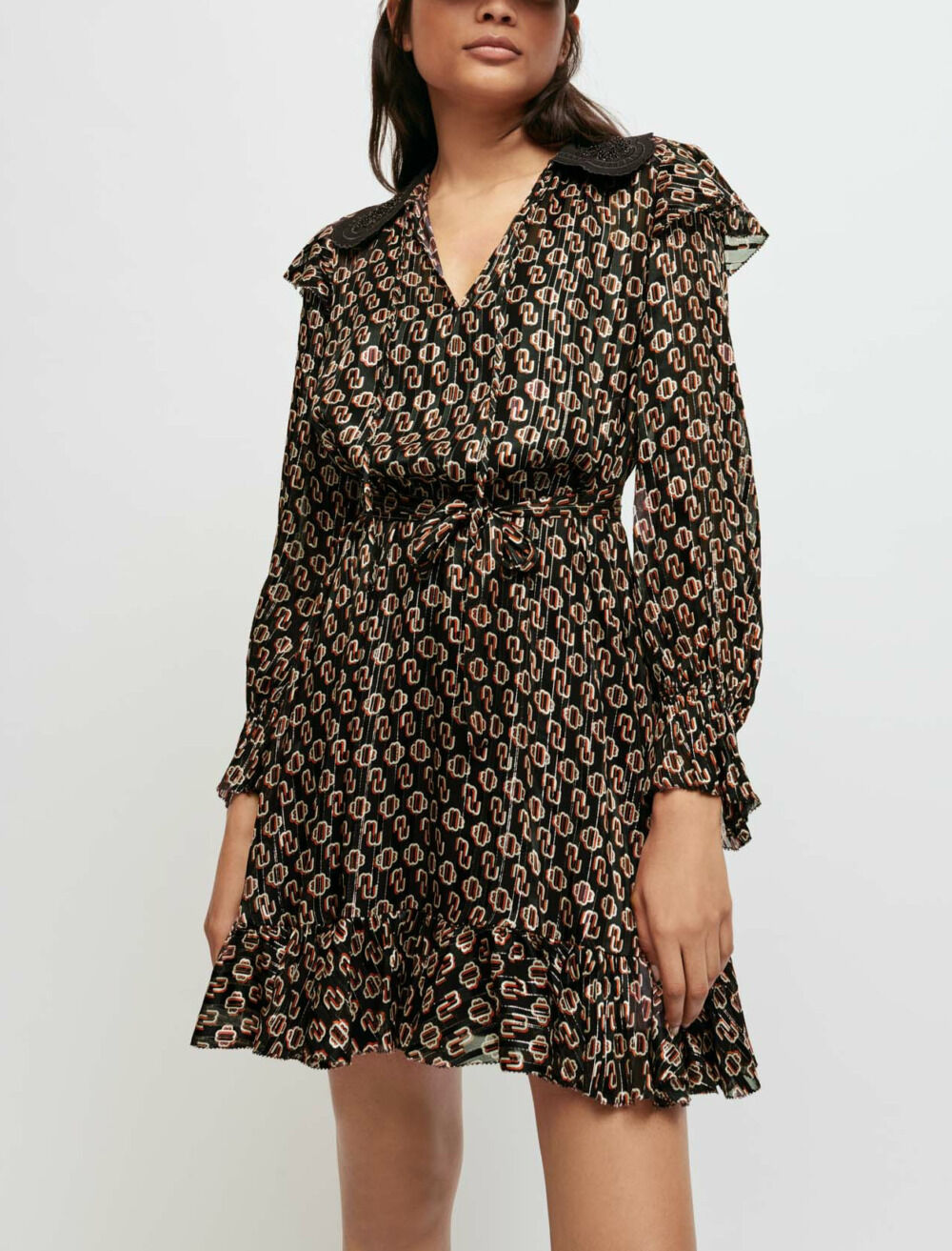 Printed lurex chiffon dress