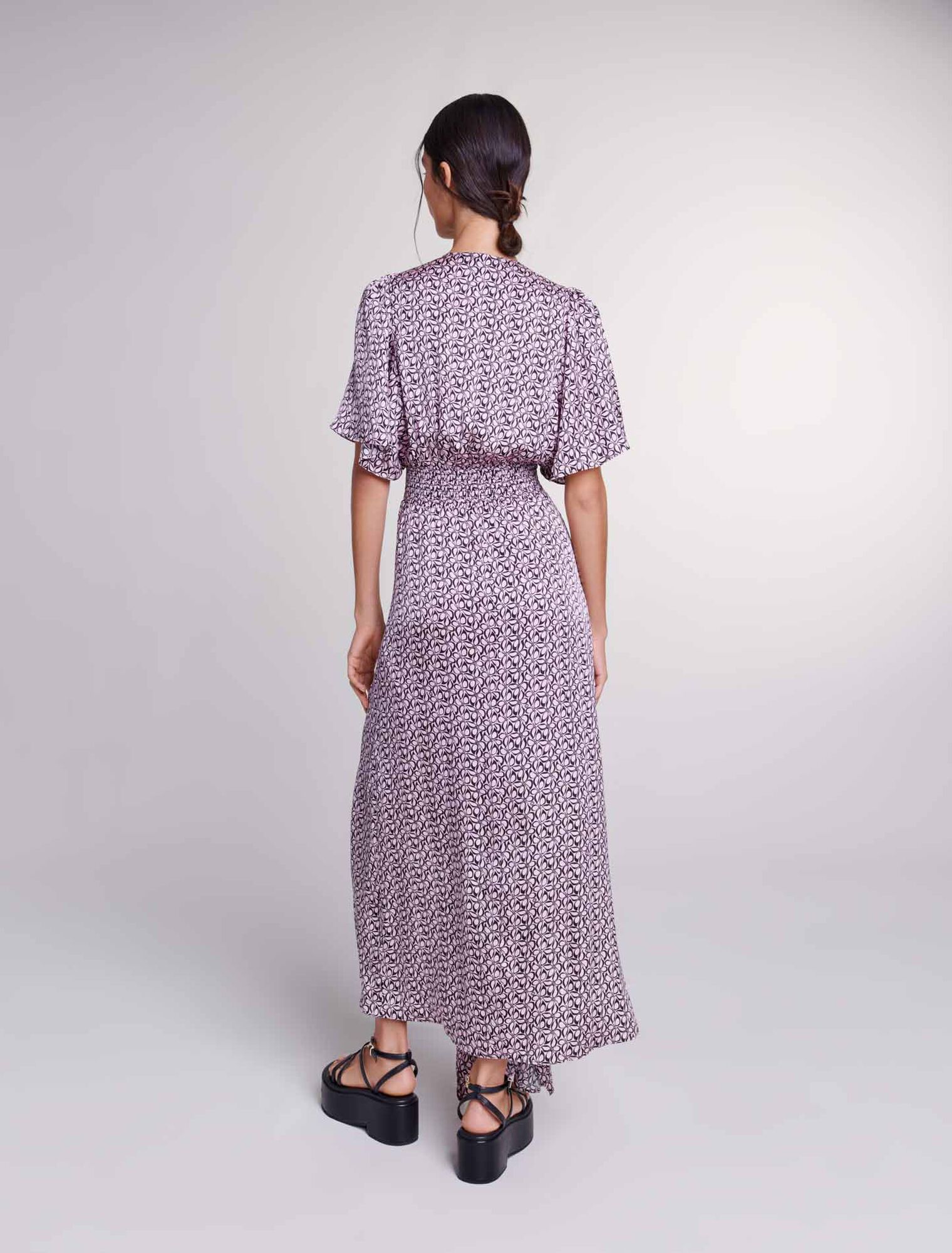 Satin-look patterned maxi dress