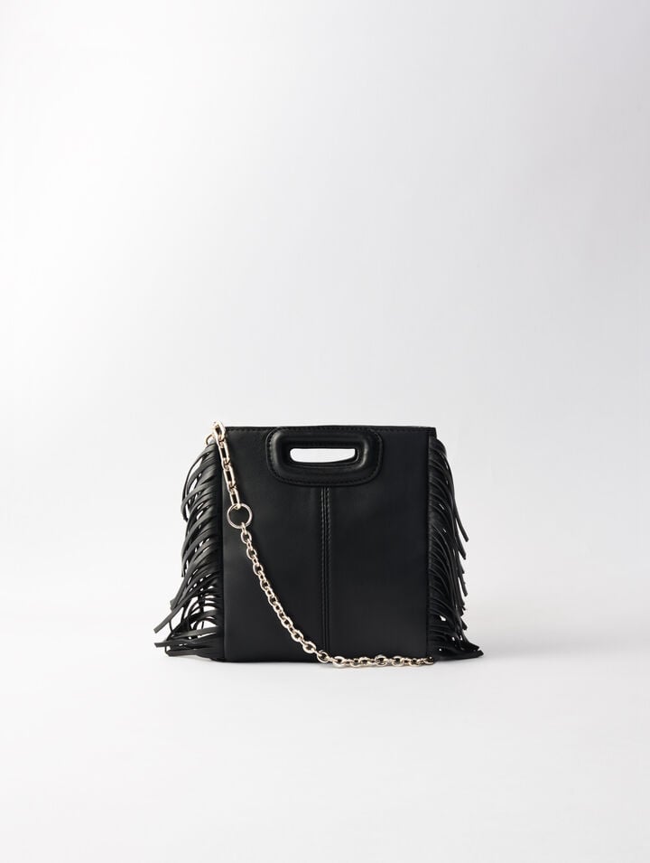 Leather mini M bag with chain