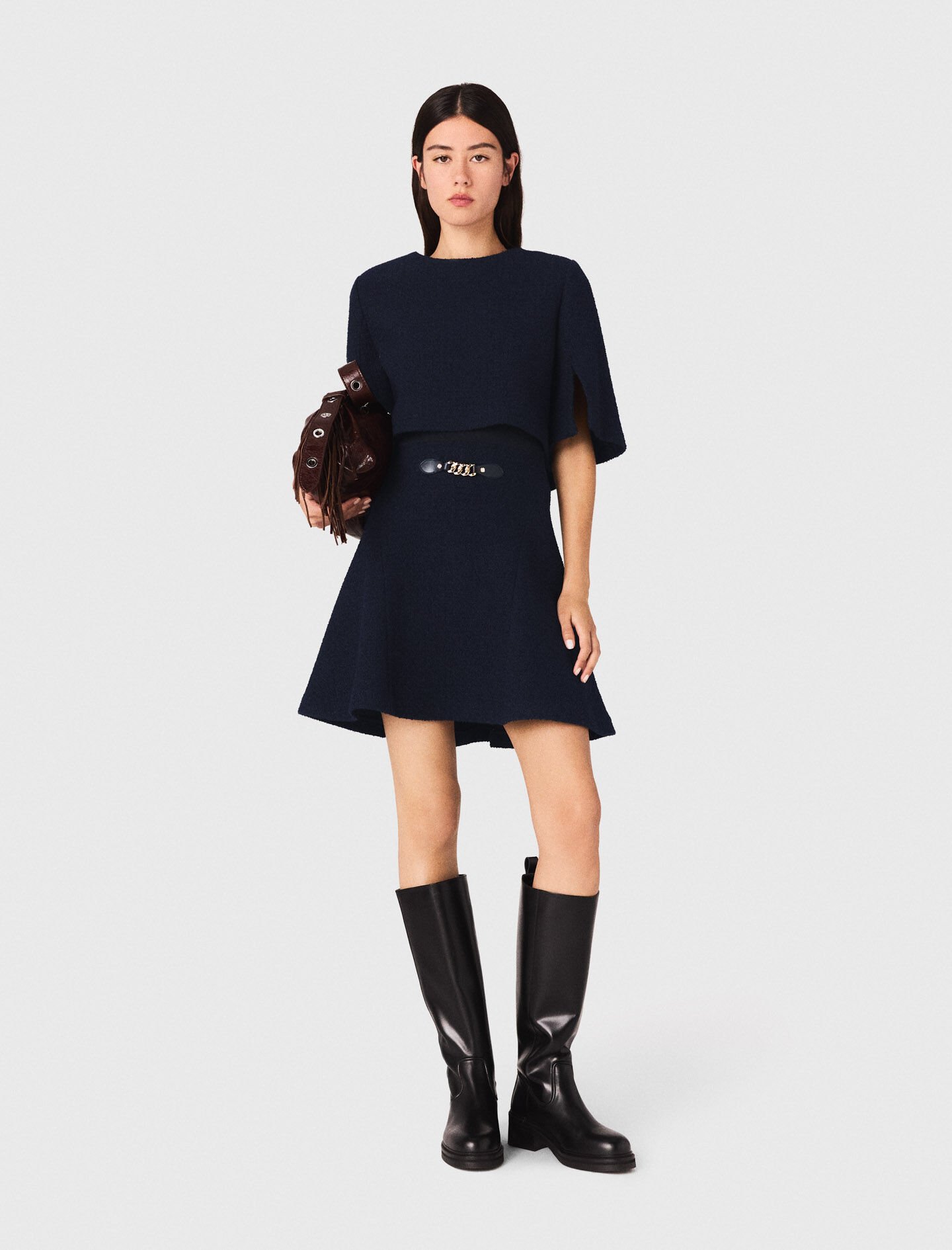 2-in-1 tweed-effect dress Blue For Women | Maje