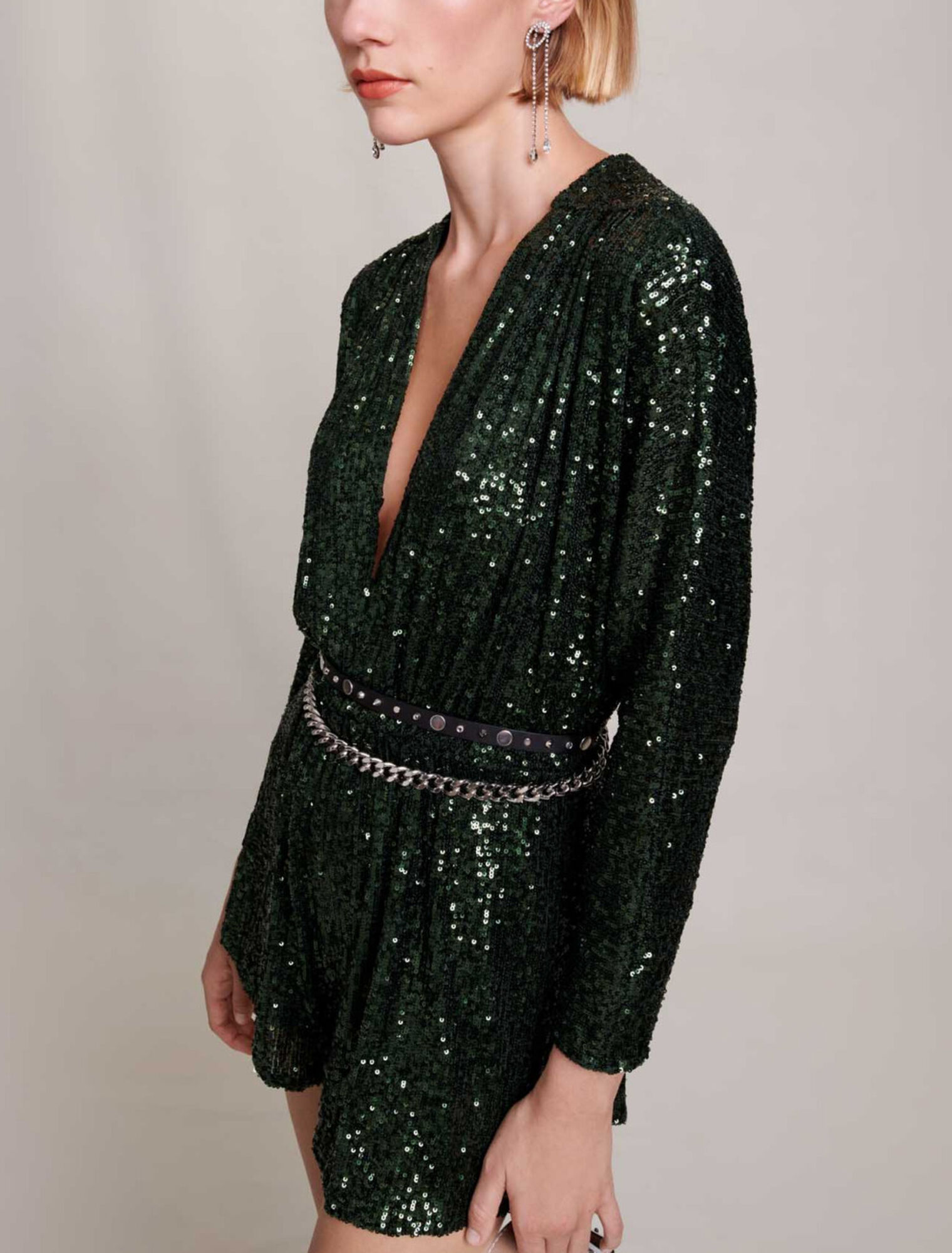 Sequinned wide-leg playsuit