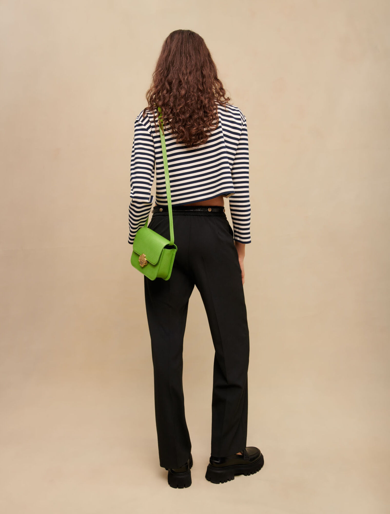 Wide-leg black suit trousers