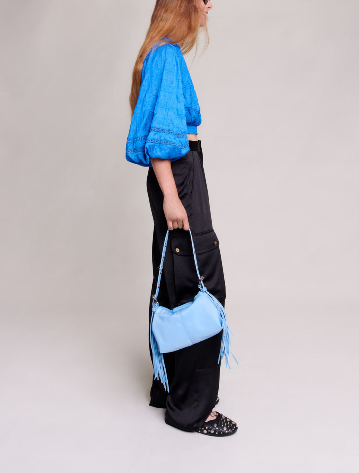 Satiny cargo trousers