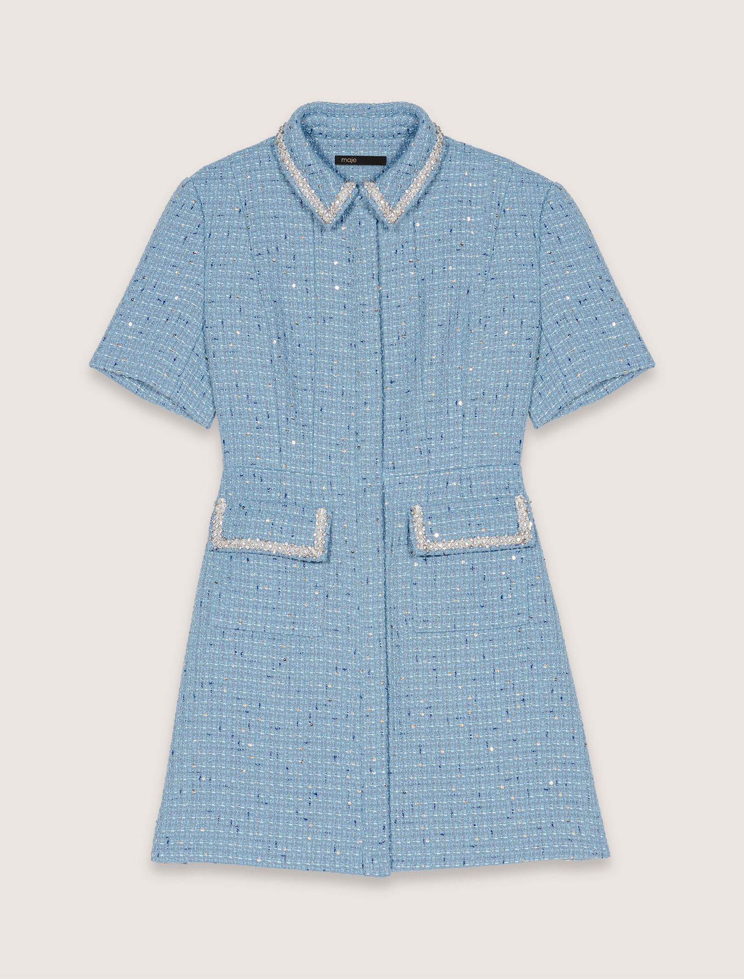 Sequin tweed mini dress