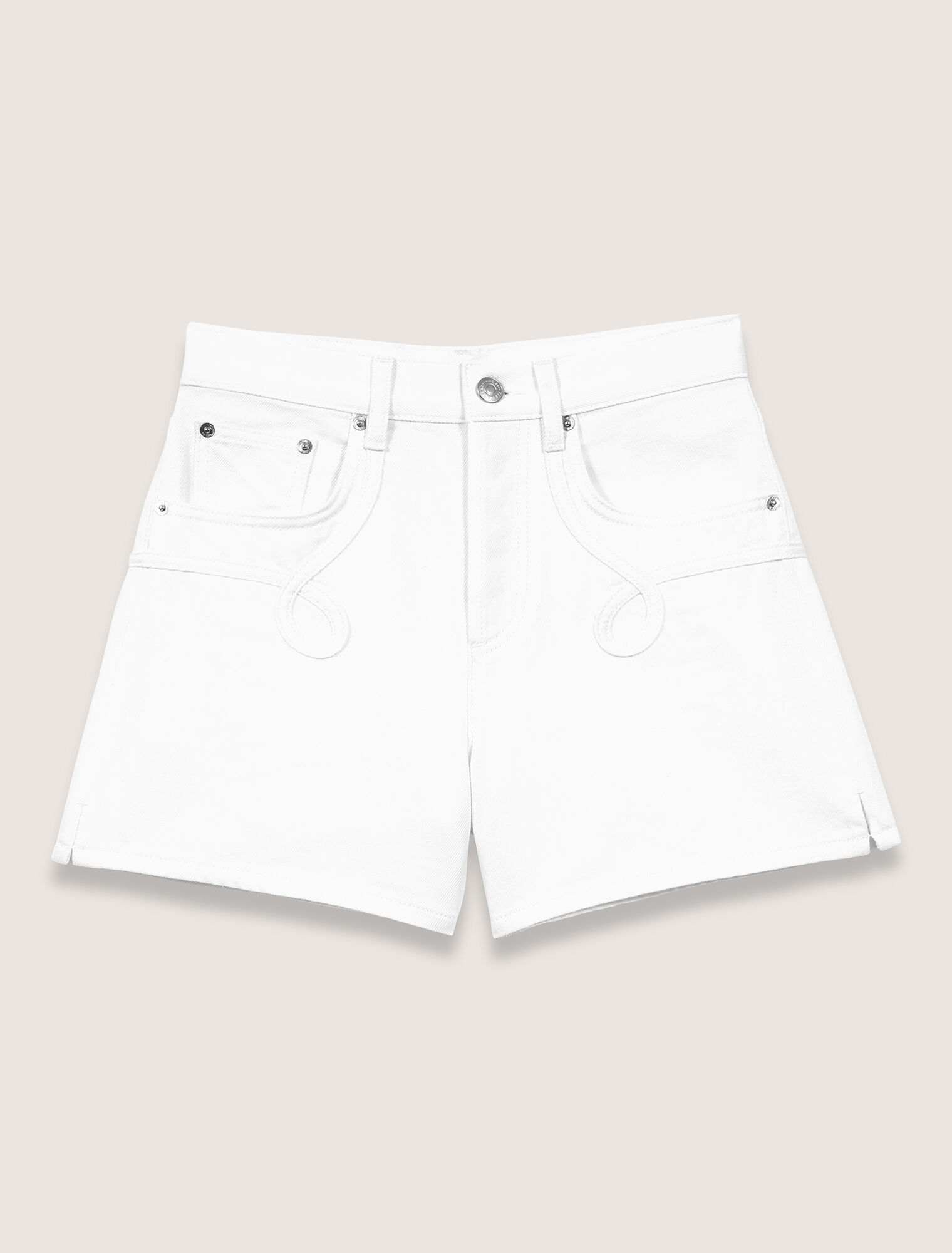 Embroidered denim shorts