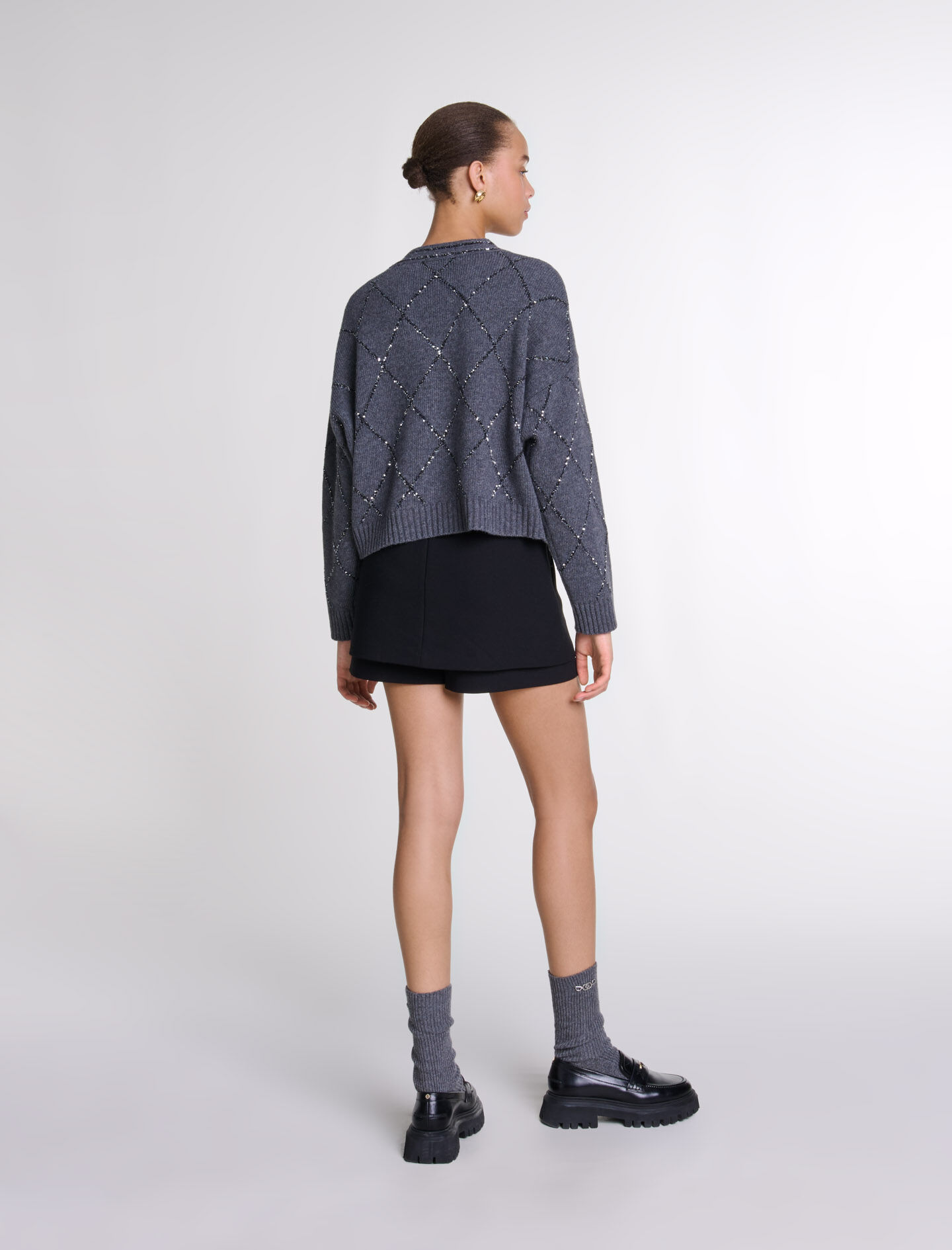 maje シャイニーニットカーディガン Sequin knit cardigan