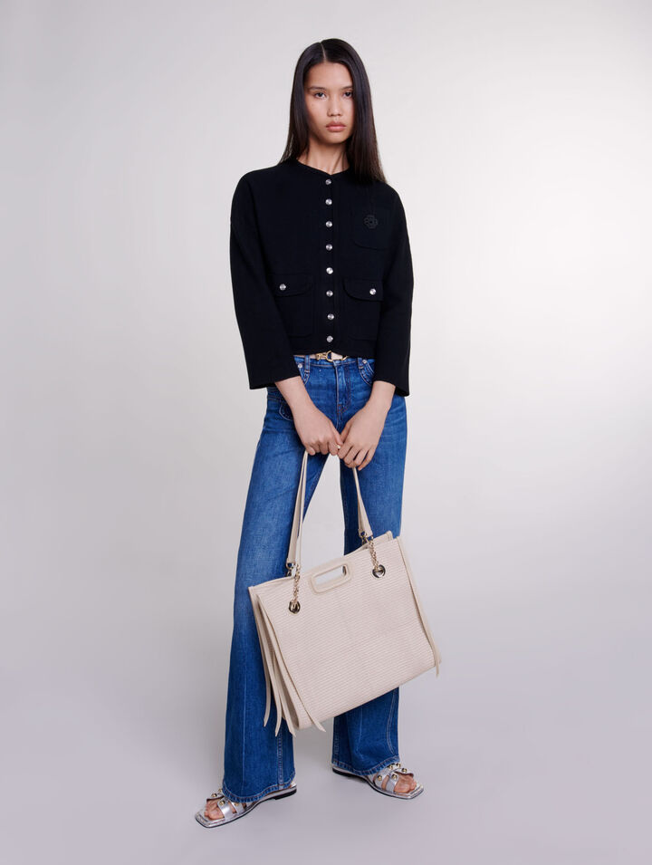 Cropped knit cardigan