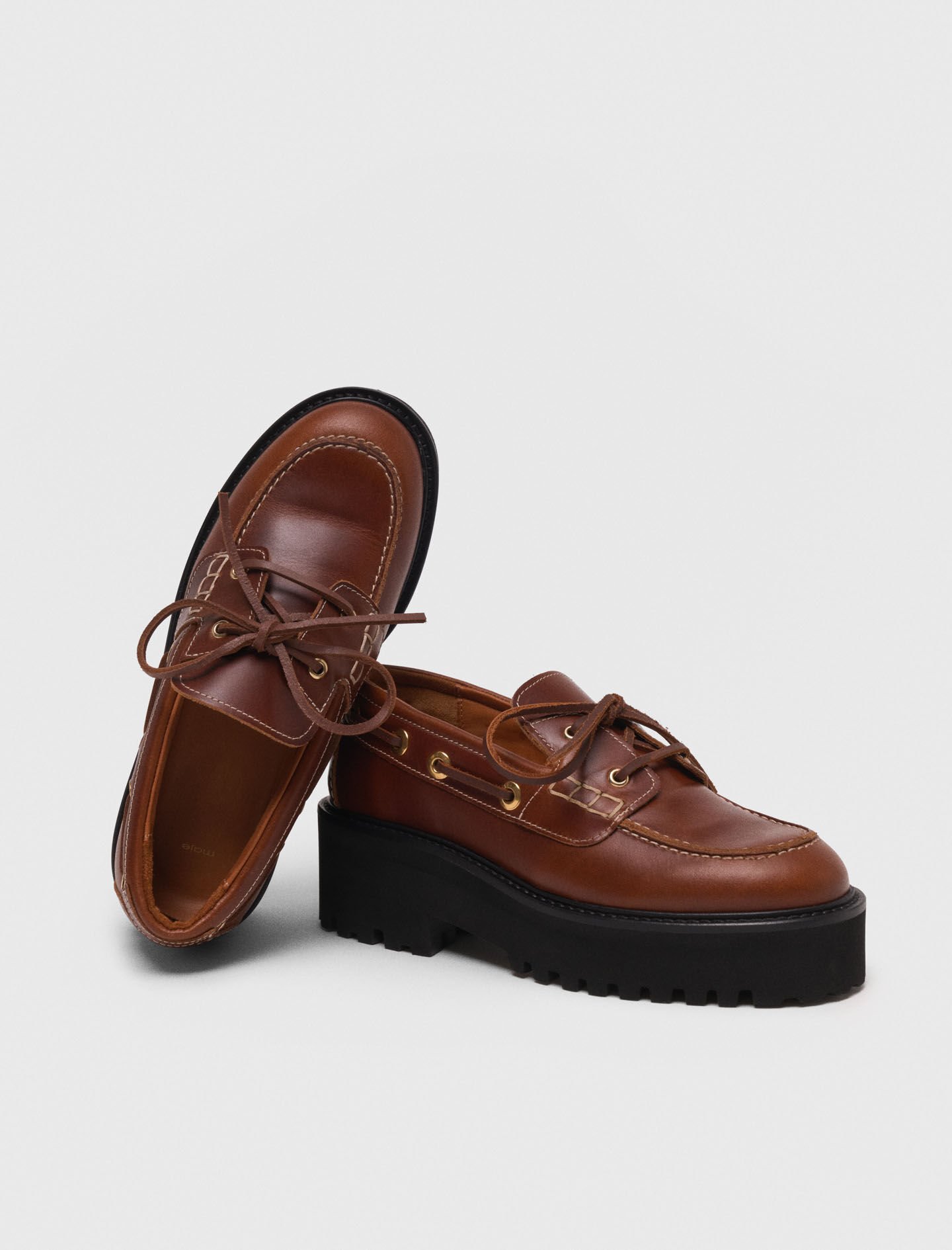 Boat shoes with chunky sole Brown For Women | Maje