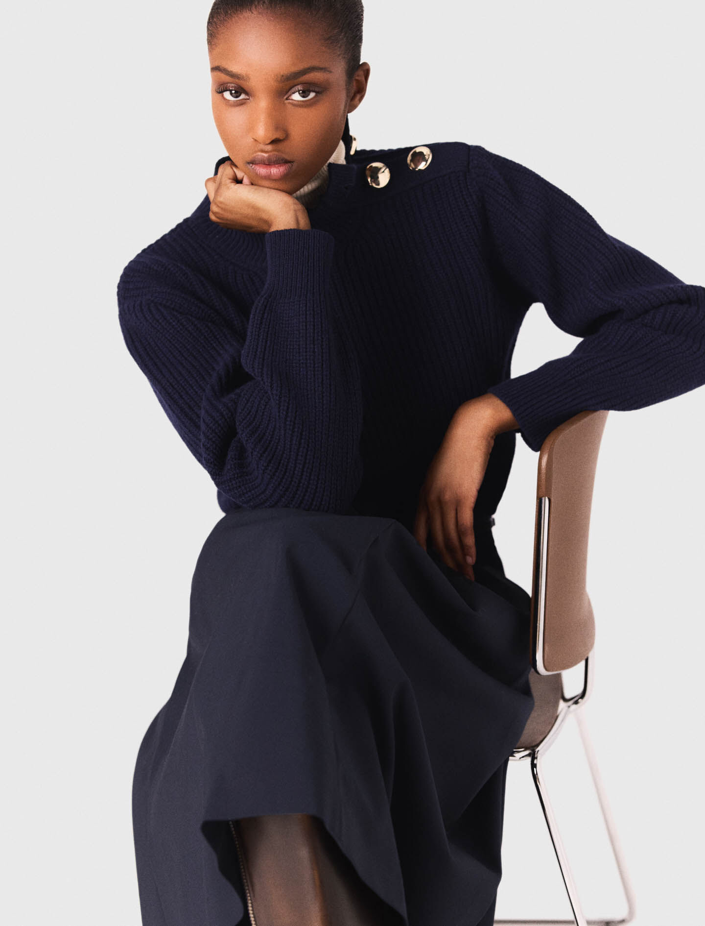 Wool roll-neck sweater Blue For Women | Maje