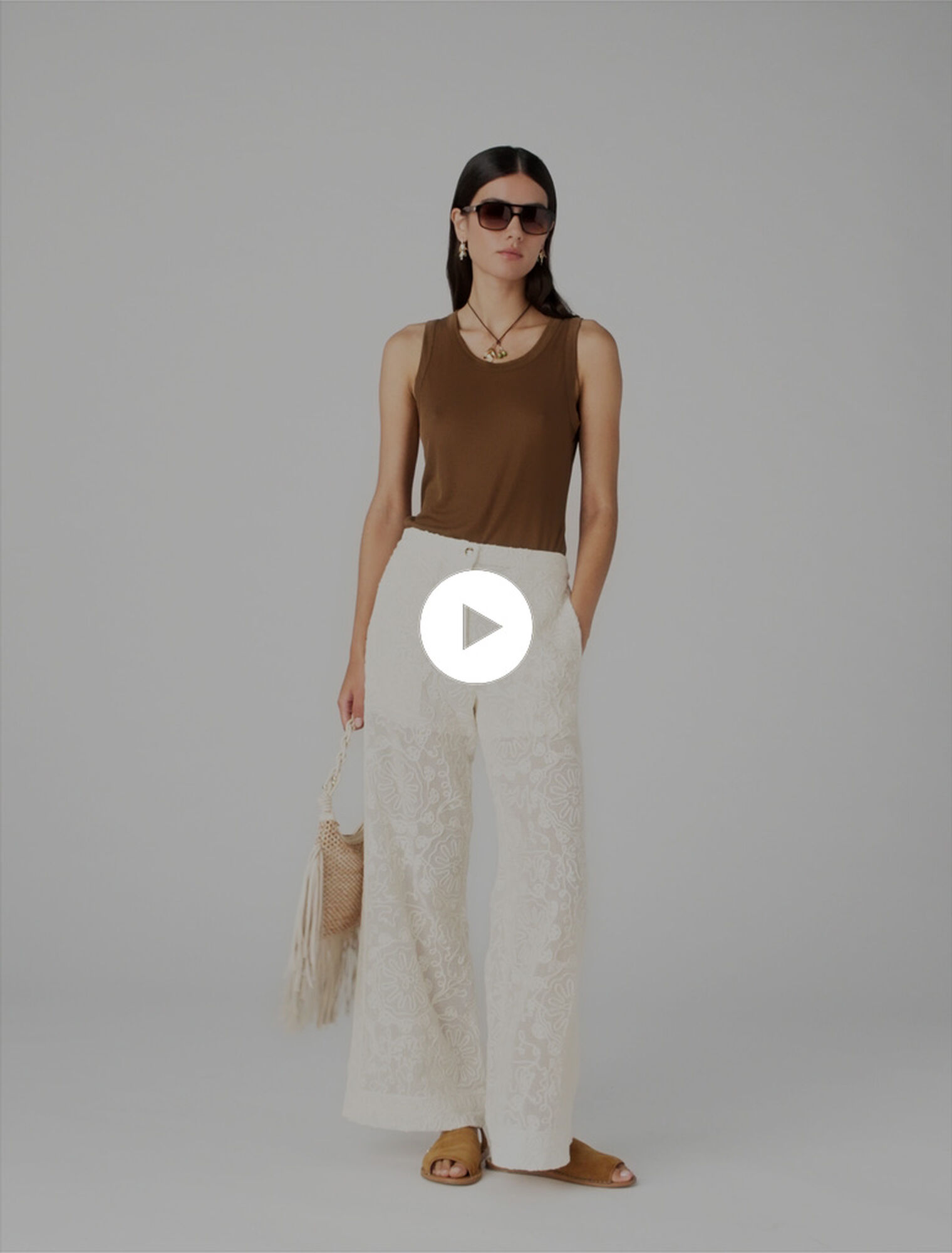 Guipure lace trousers