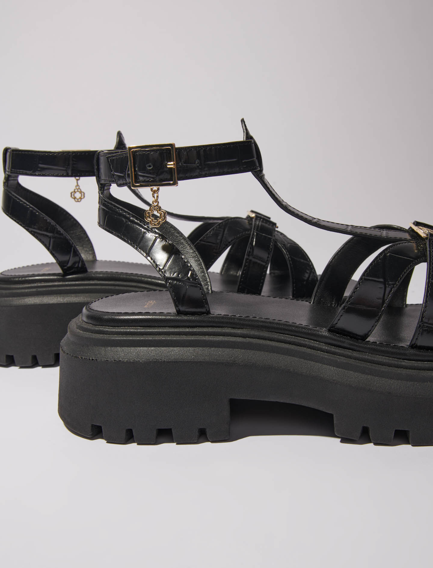 Flat sandals with tread Black / Gray For Women | Maje Flat sandals with tread Black / Gray For Women | Maje