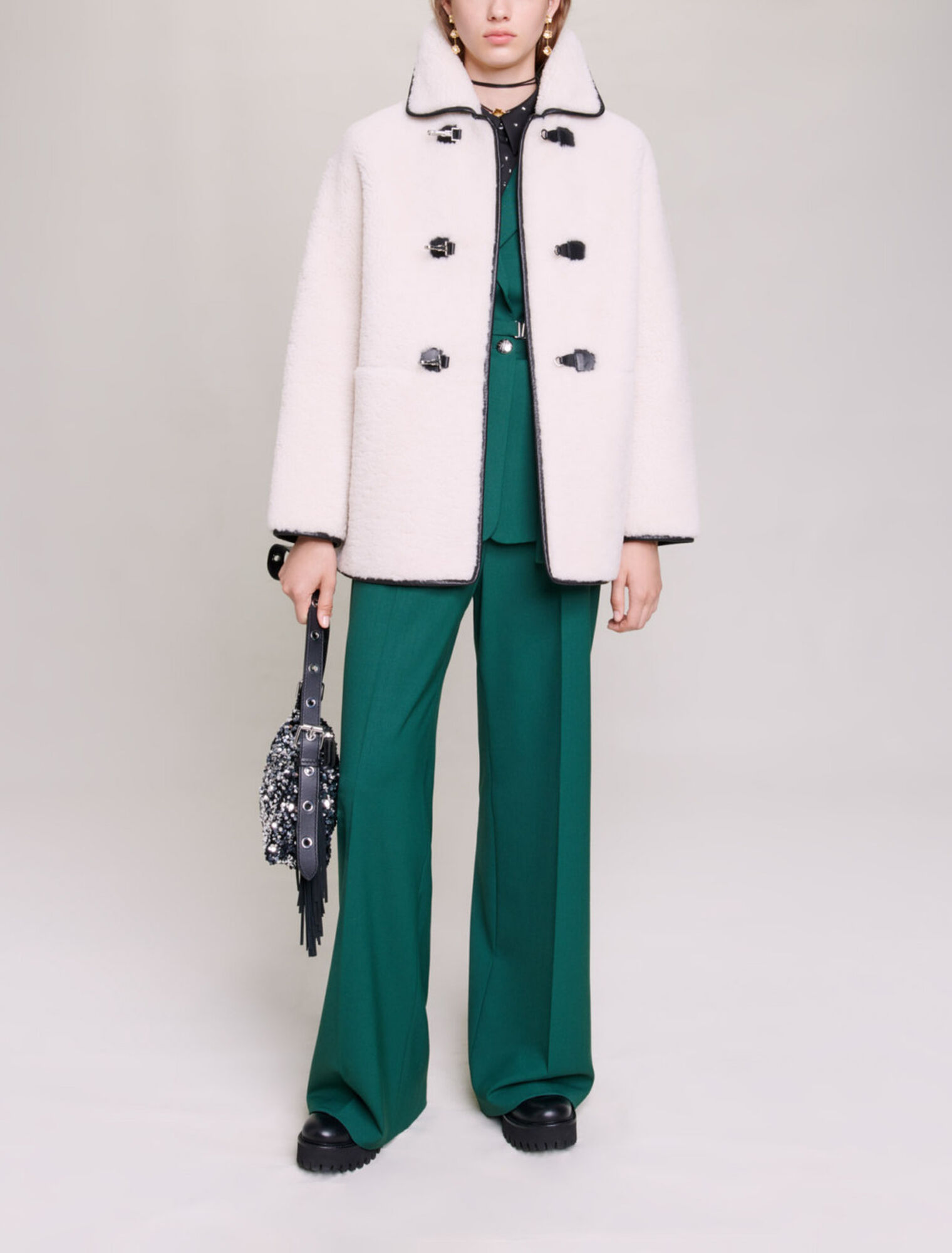 Mid-length shearling coat