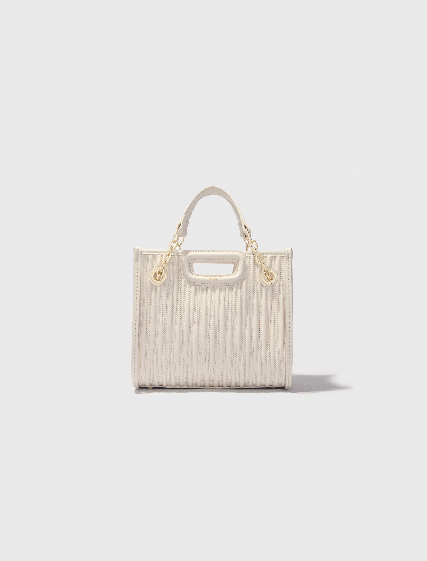 ★TOUT Y EST★ Roy Leaf Tote Bag Mini 63 Mini quilted leather tote bag White For Women | Maje