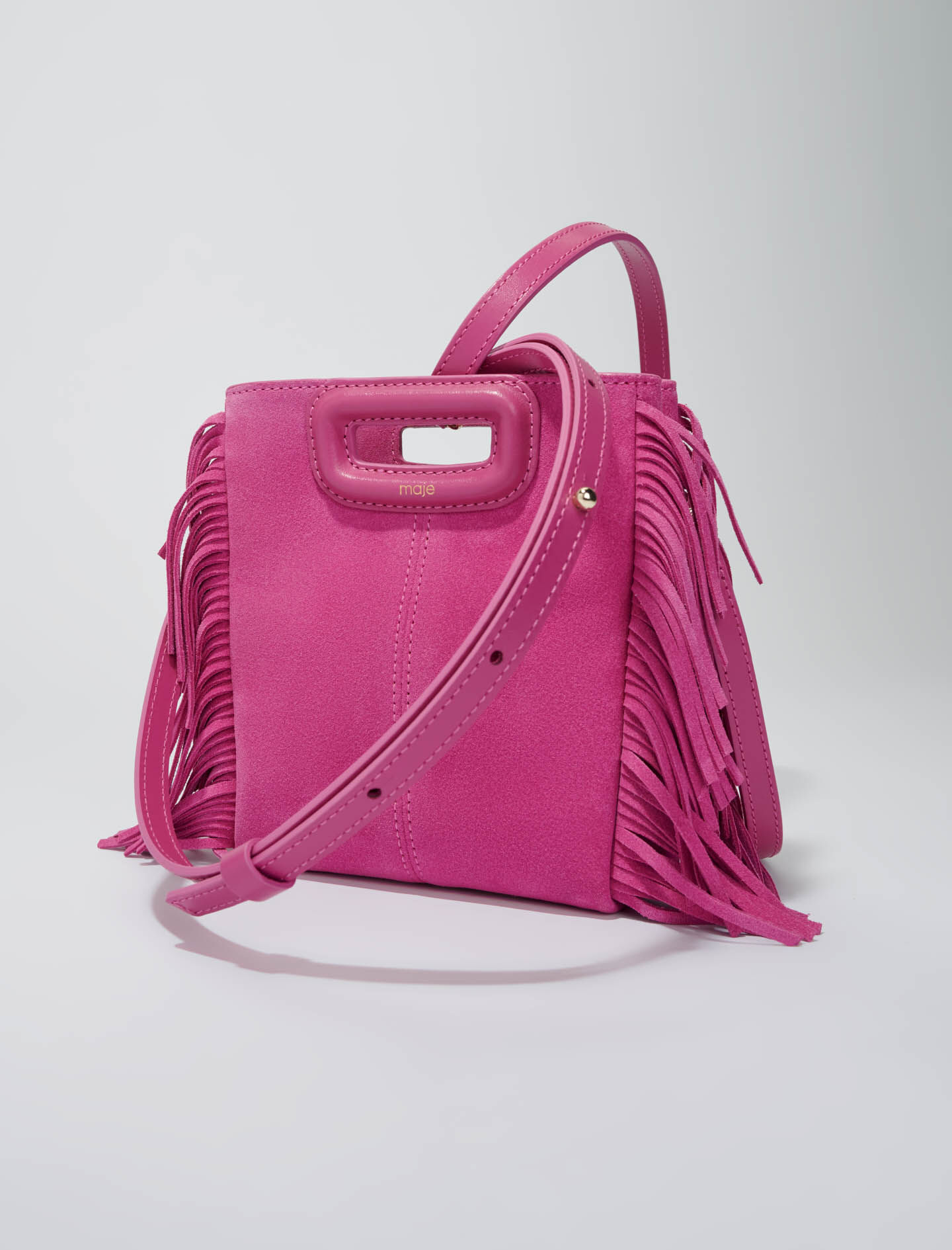 M mini bag in suede leather Pink For Women Maje