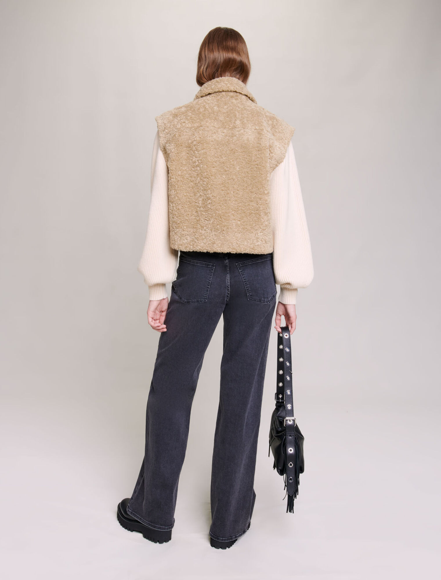 Faux fur and knit jacket