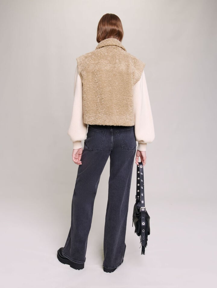 Faux fur and knit jacket