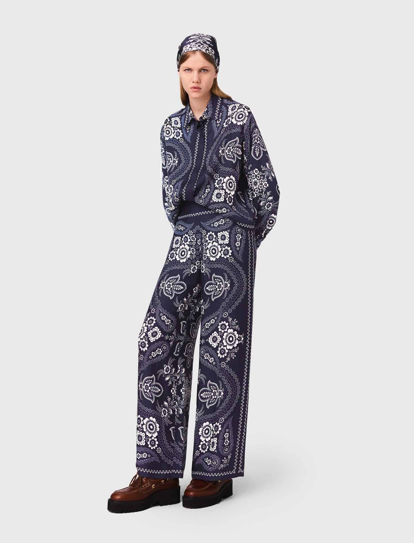 Flowing bandana print pants Bicolor For Women | Maje
