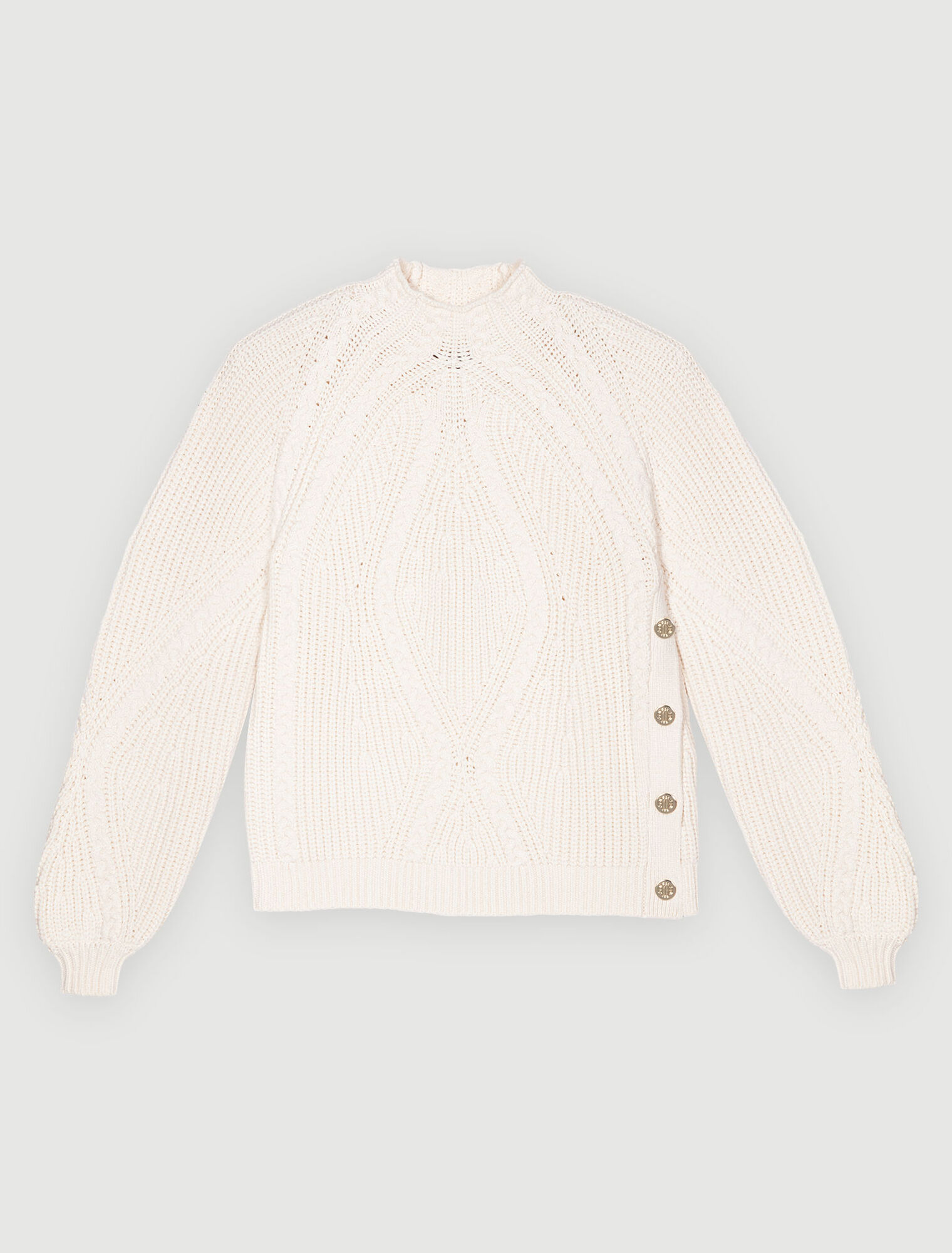 Ecru braided knit sweater