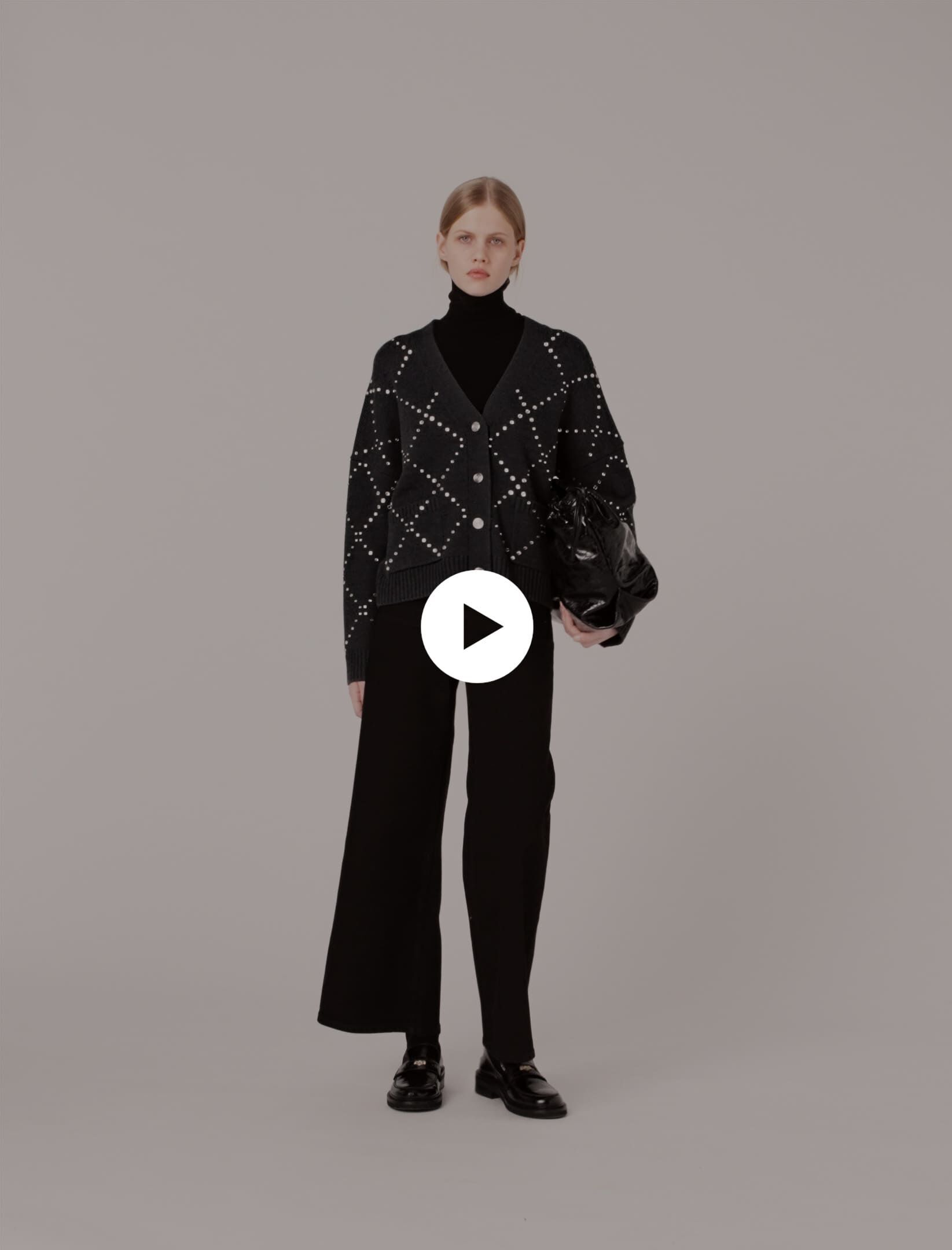 Rhinestone check cardigan Black / Gray For Women | Maje