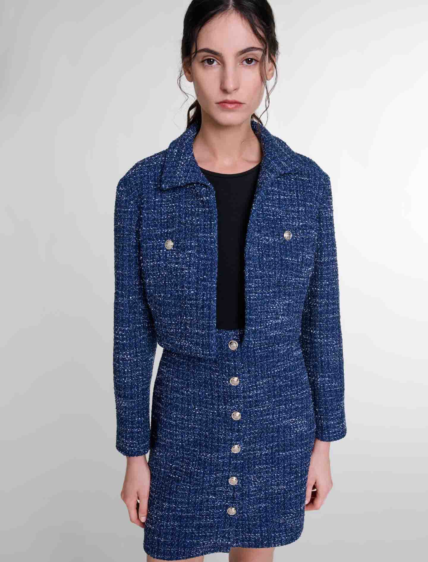 2-in-1 tweed dress Blue For Women | Maje
