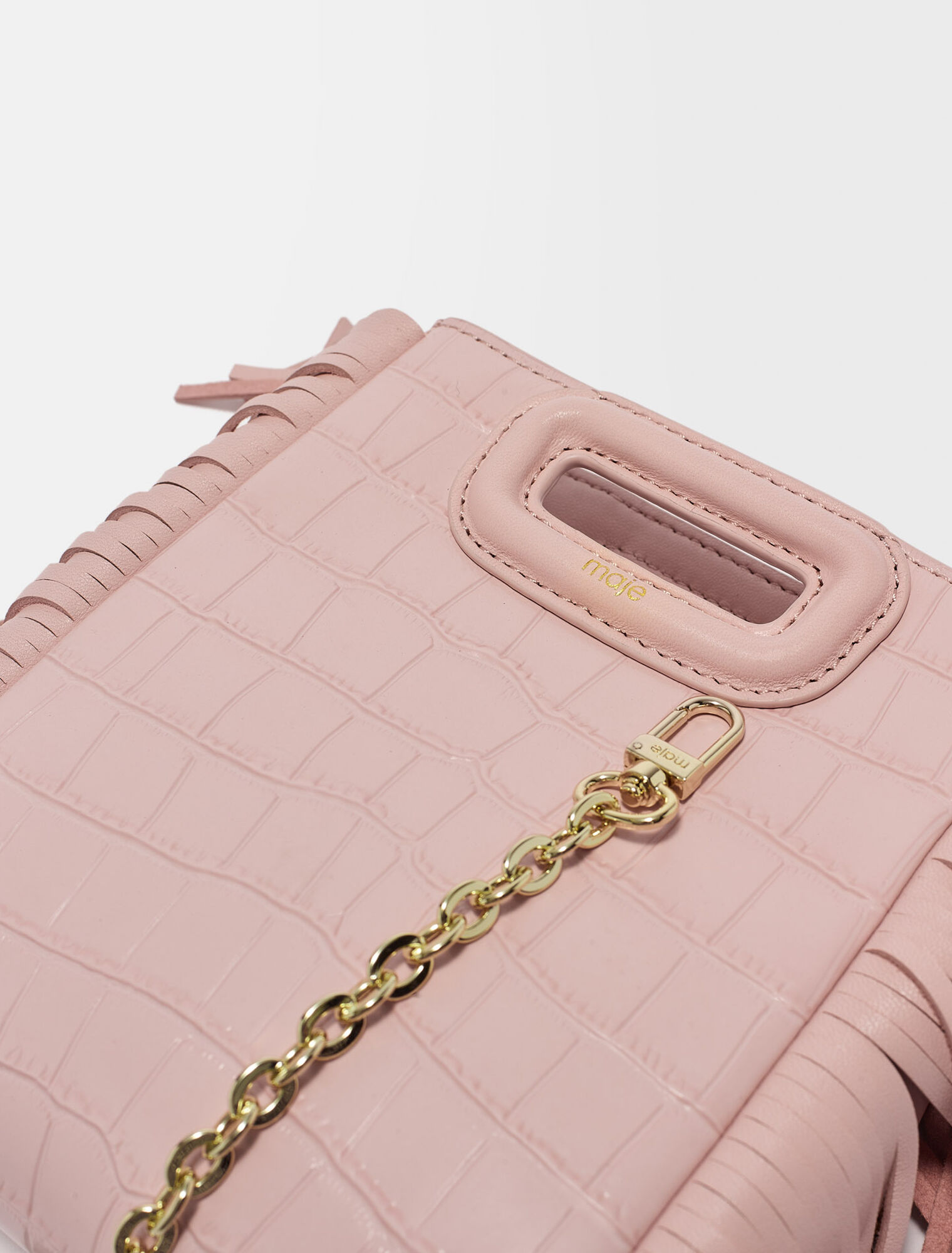 Mini embossed-leather M bag with chain