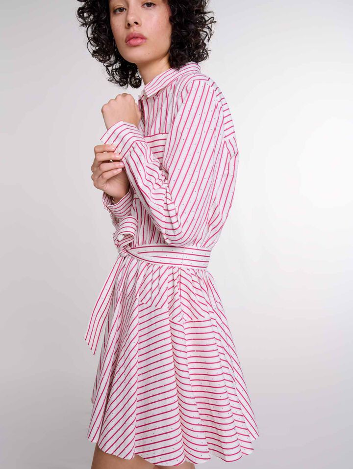 Striped rhinestone short dress