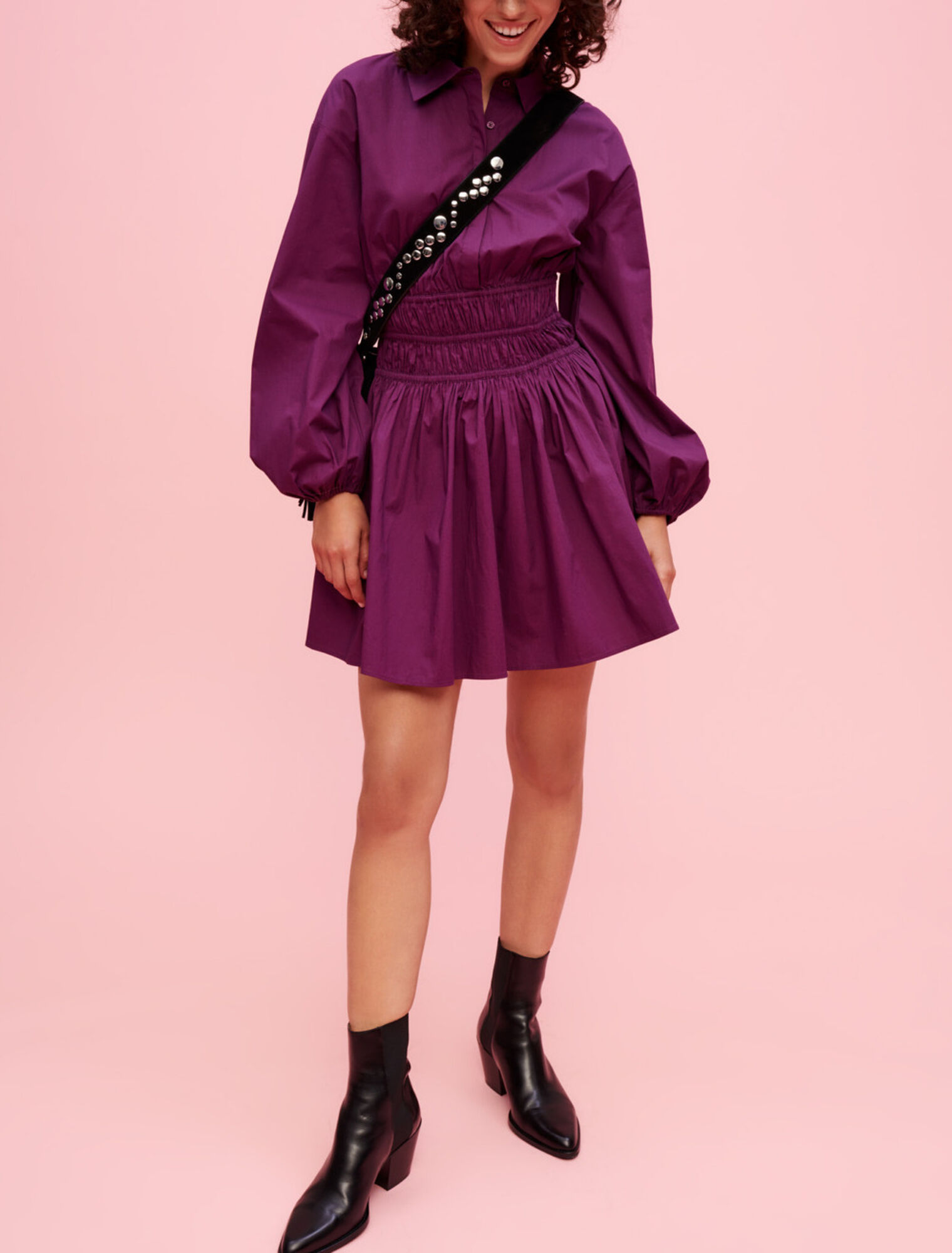 Cotton dress with smocked waist