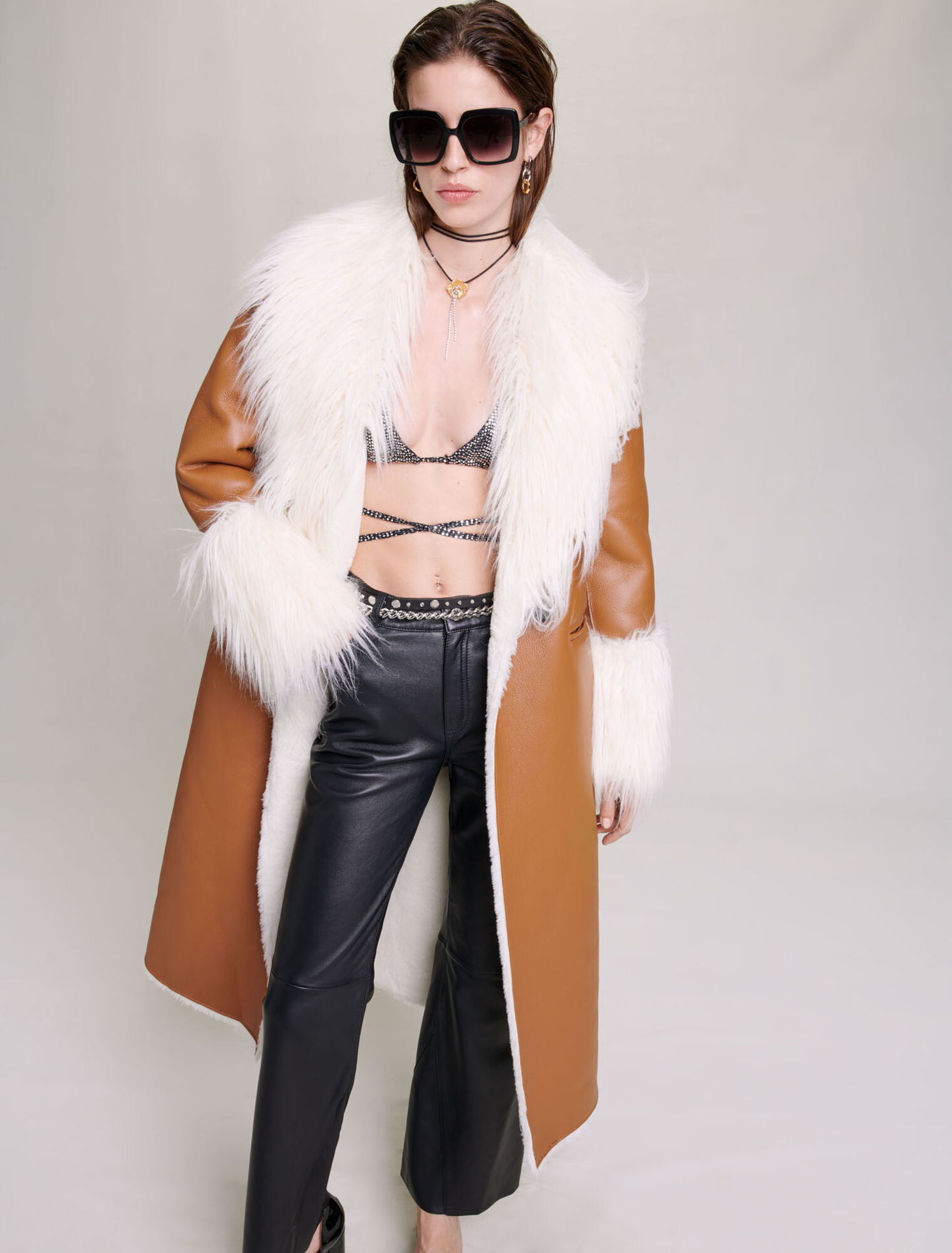 Long faux fur coat
