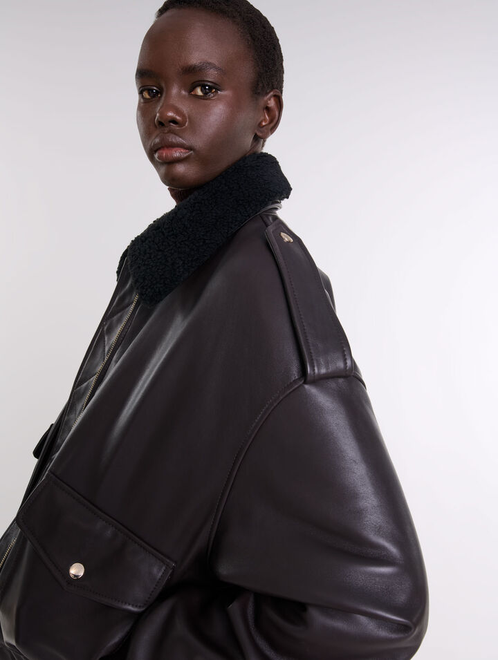 Oversized leather jacket