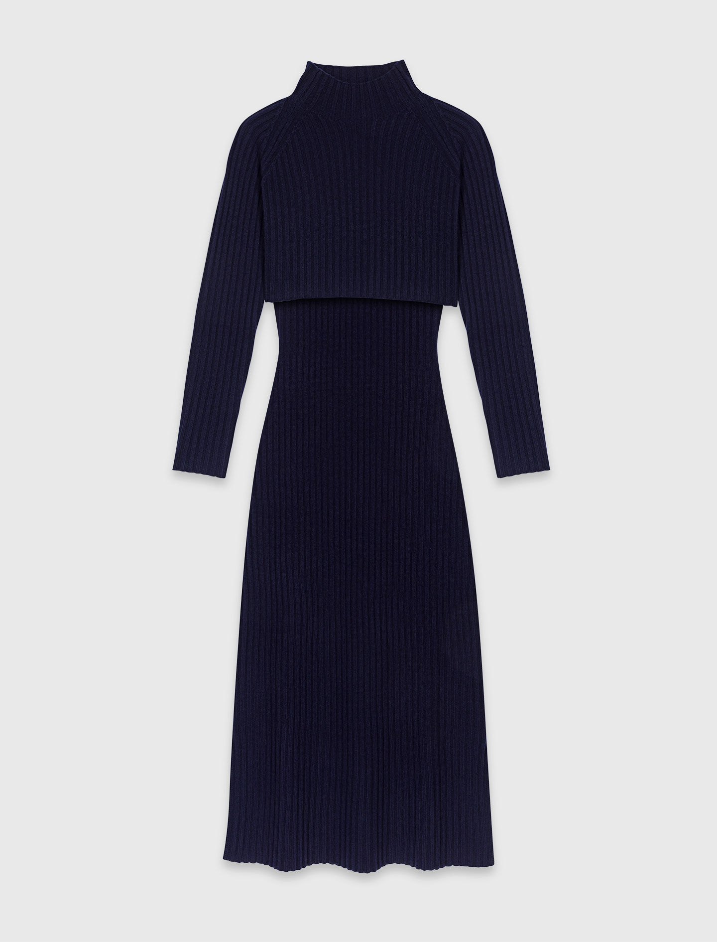 Knit maxi dress with removable sweater Blue For Women | Maje