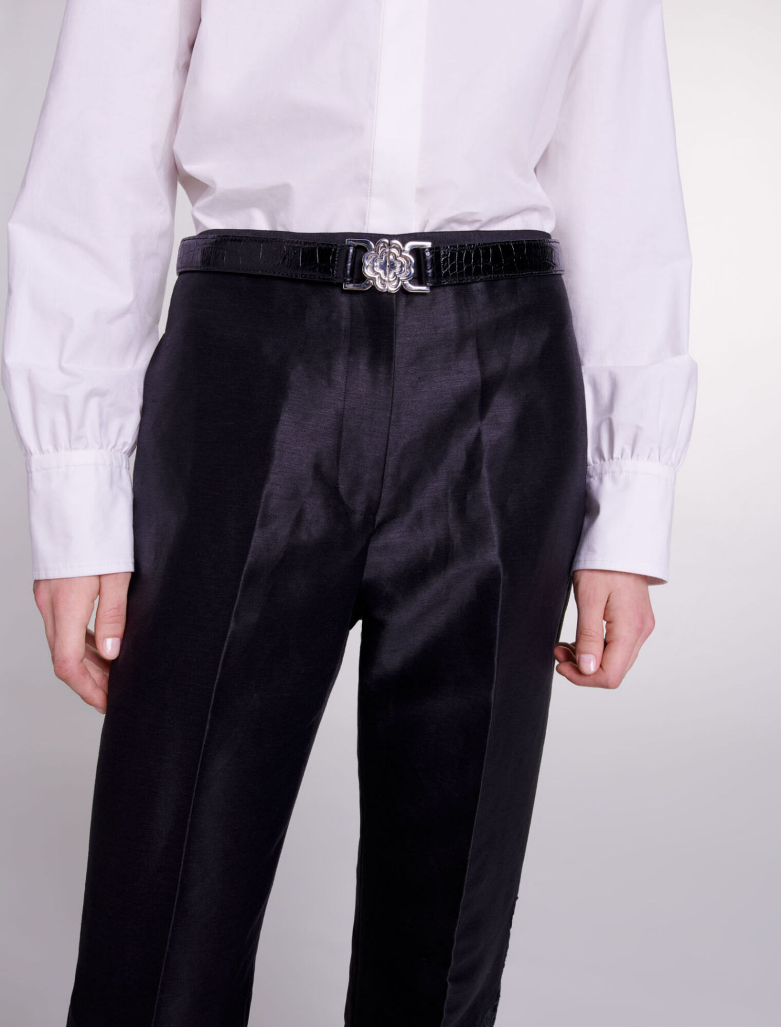 Openwork flared trousers