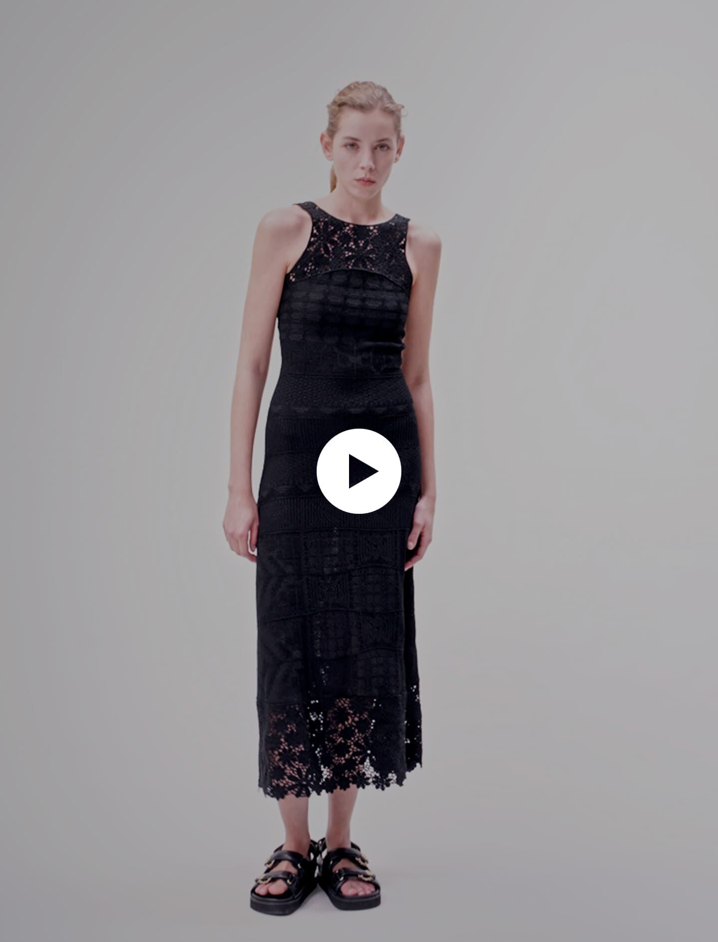 Crochet-knit maxi dress Black / Gray For Women | Maje