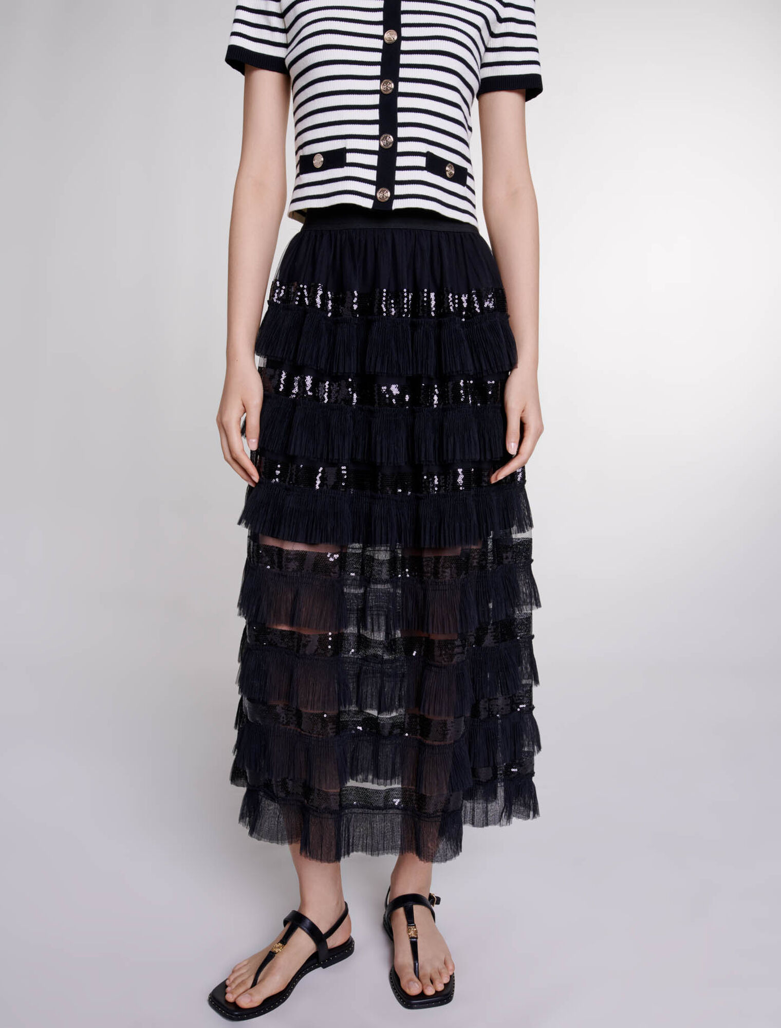 Ruffled maxi skirt
