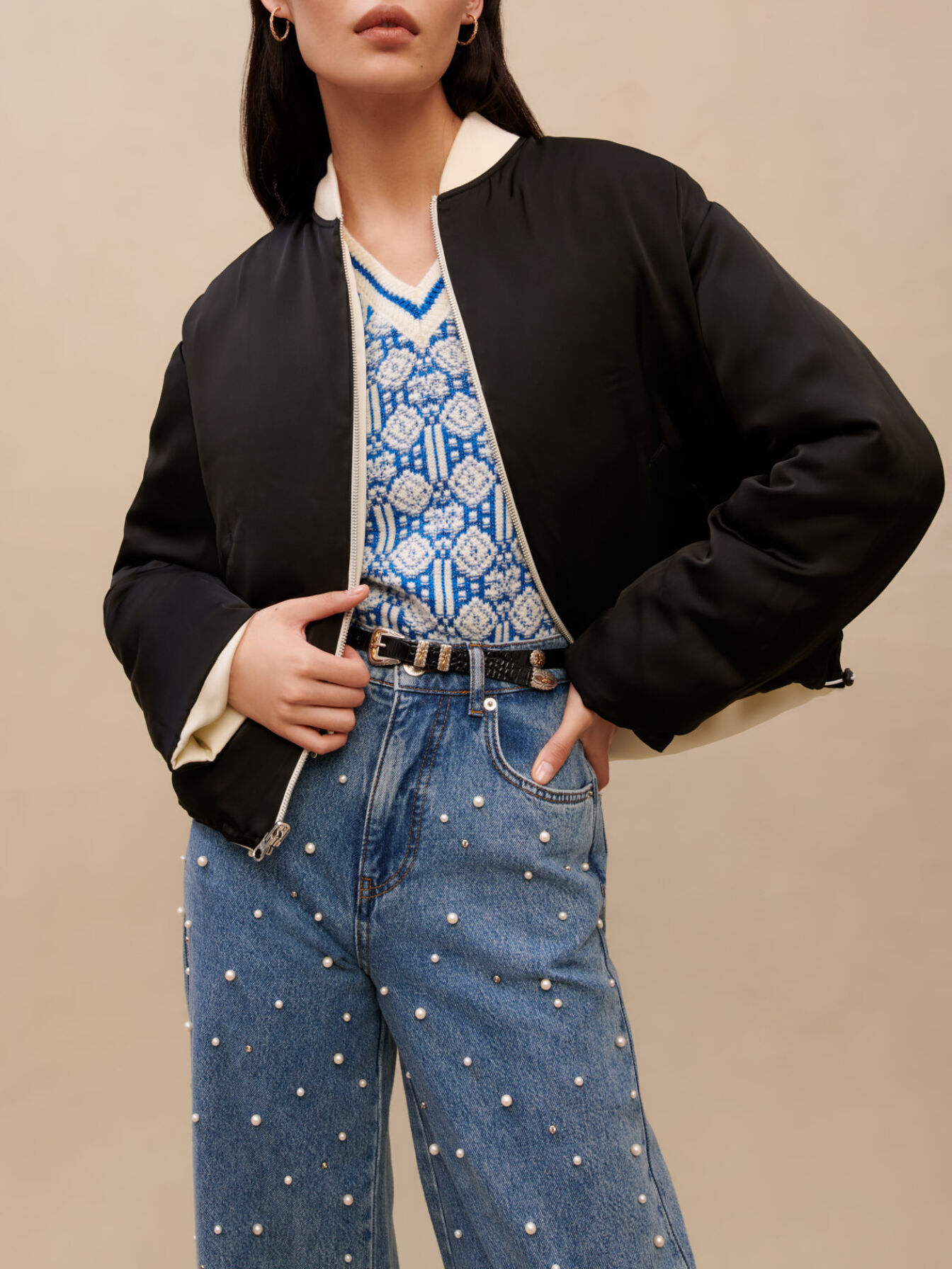 Reversible bomber White For Women | Maje