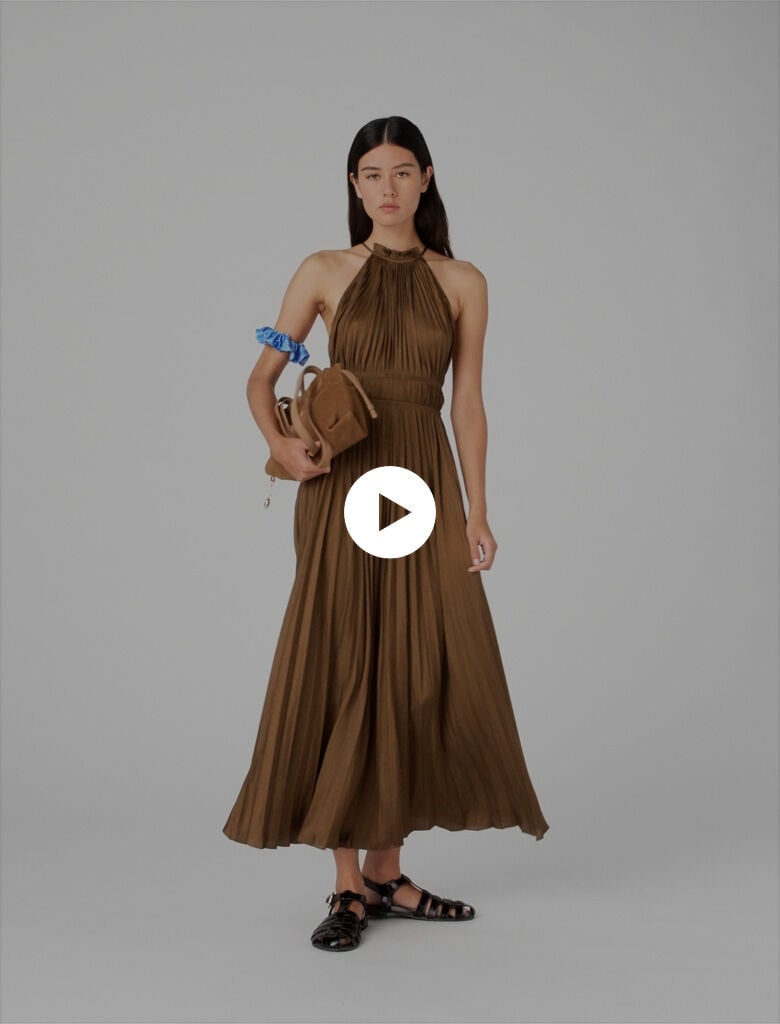 Pleated maxi dress Brown For Women | Maje