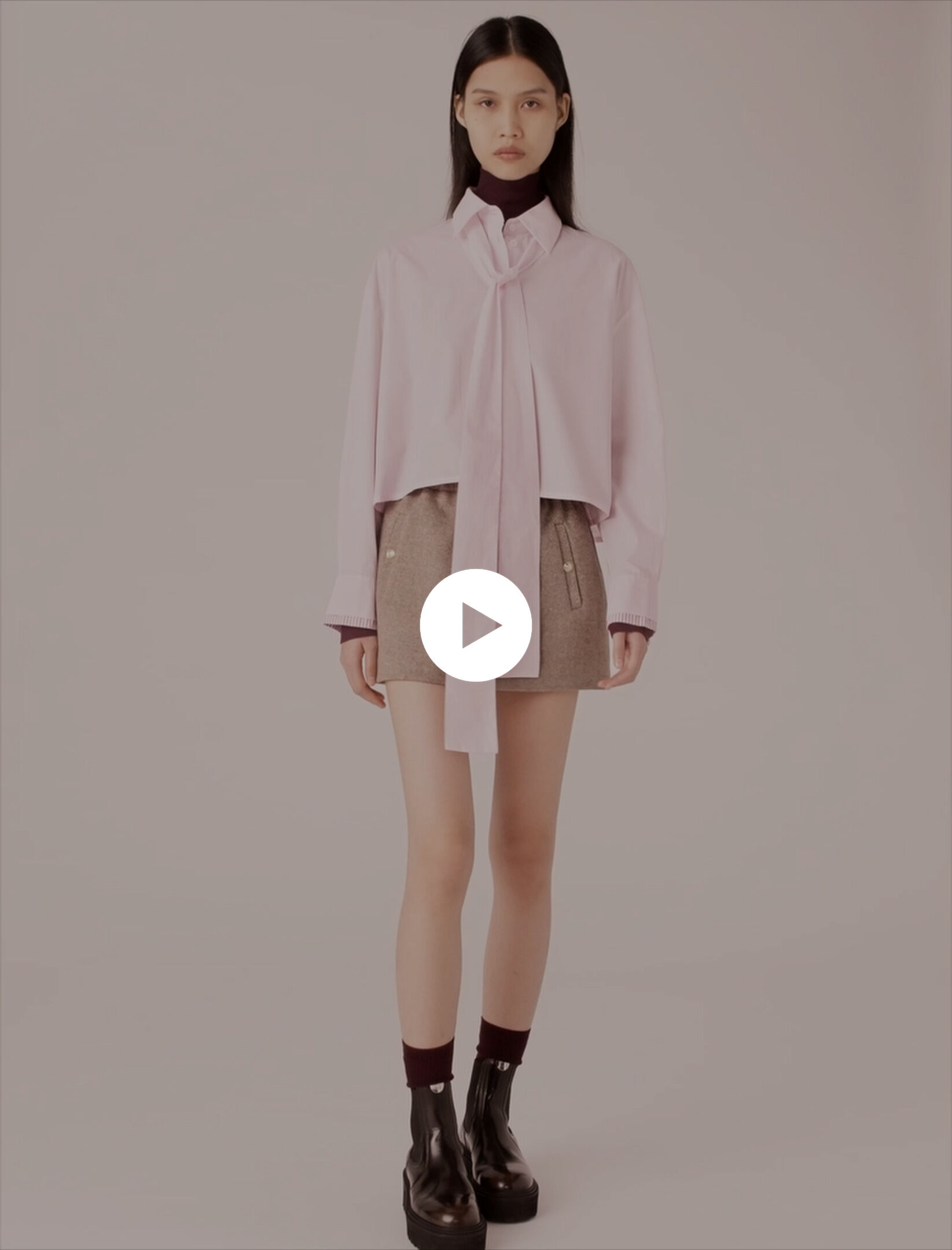 Short shirt with pussy bow Pink For Women | Maje
