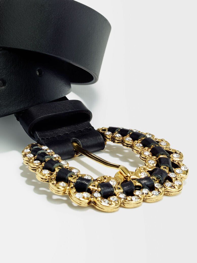 Belt with diamanté buckle