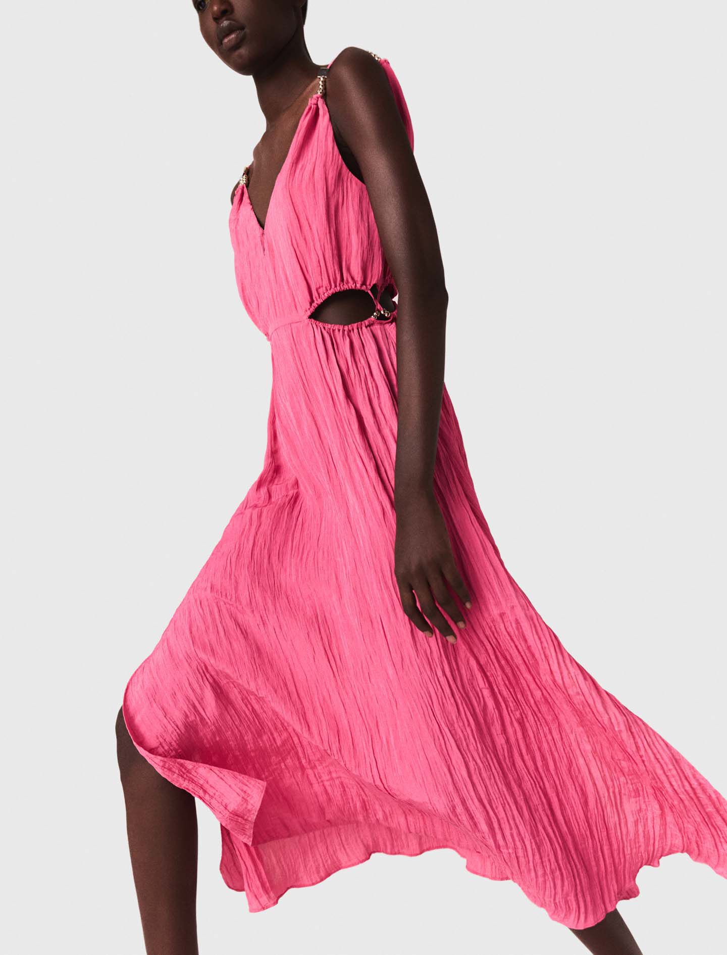 rozem23です。 Sparkly ribbed knit dress Pink for Women | Maje