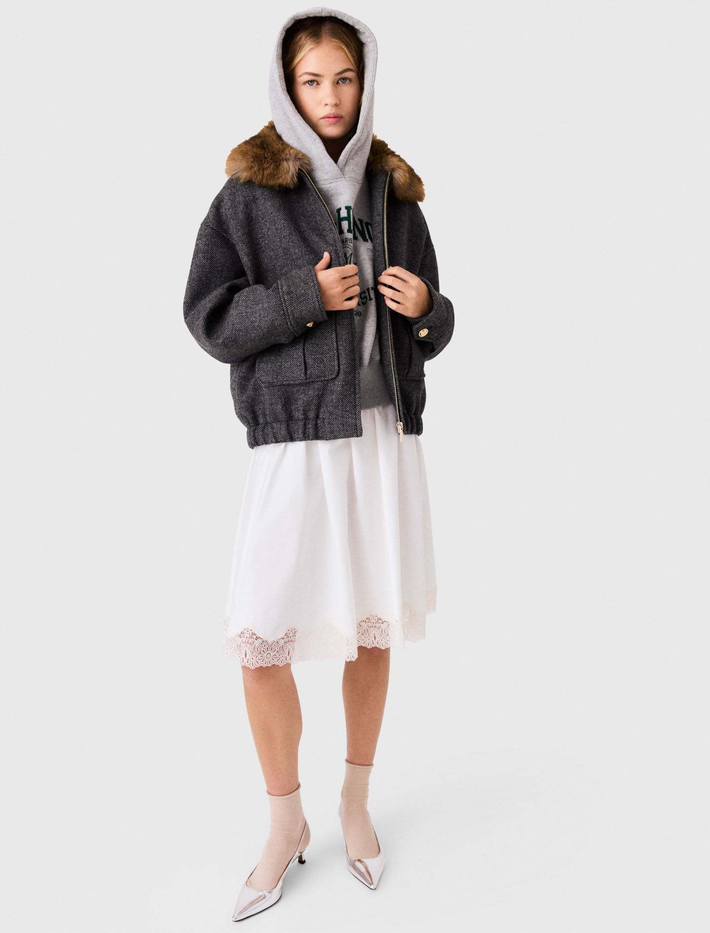 Faux Fur Collar Jacket