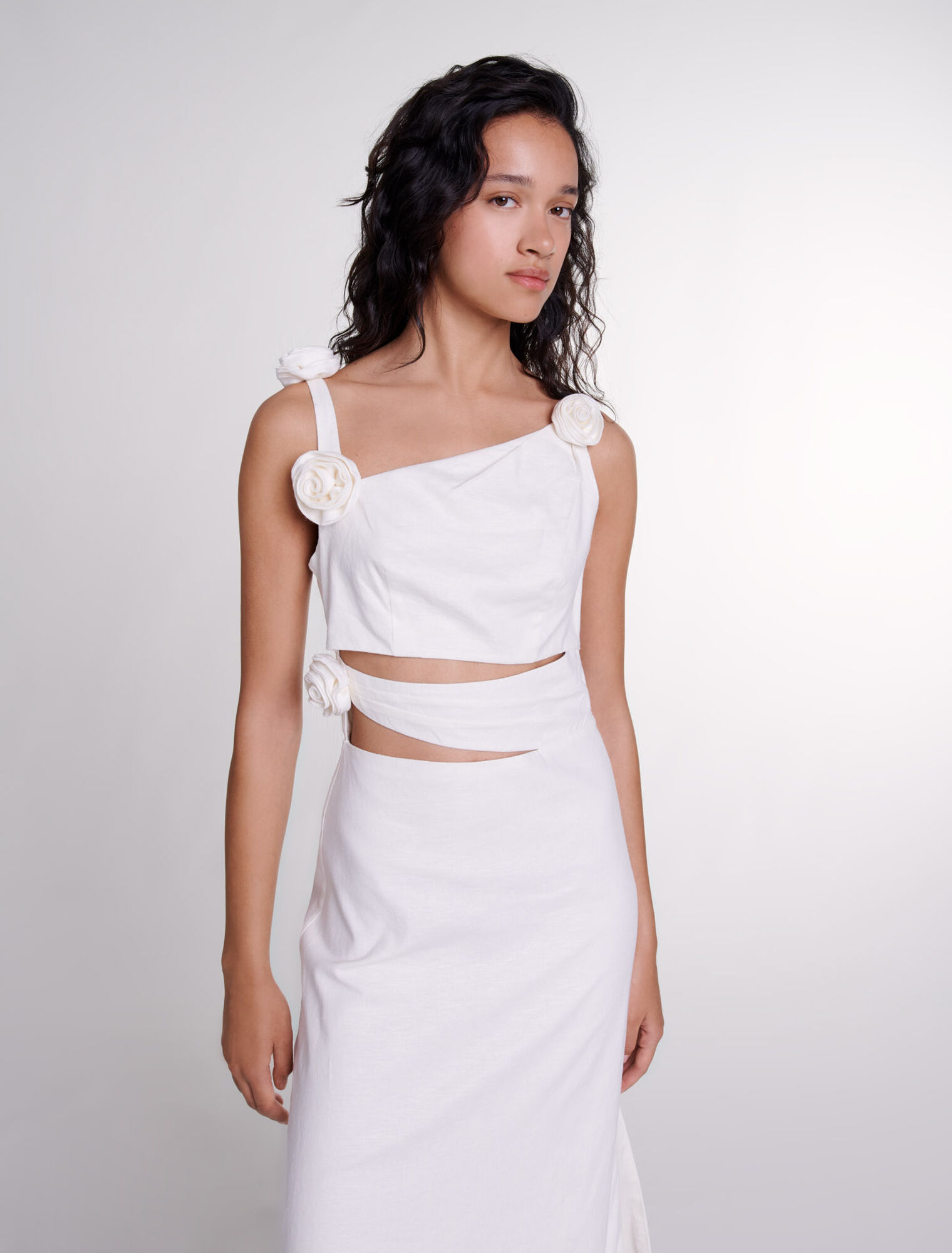 Openwork linen maxi dress