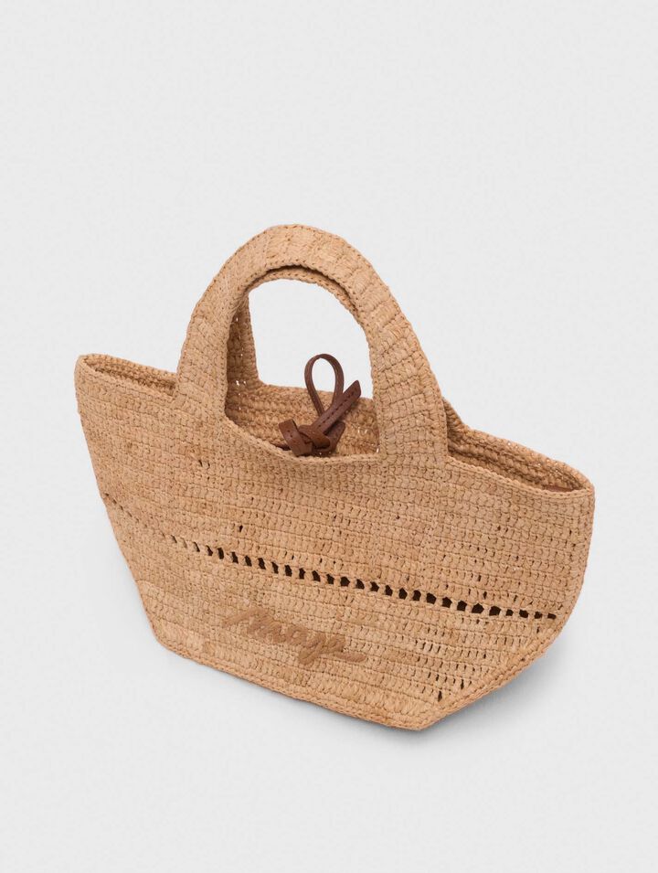 Natural raffia mini shopping bag