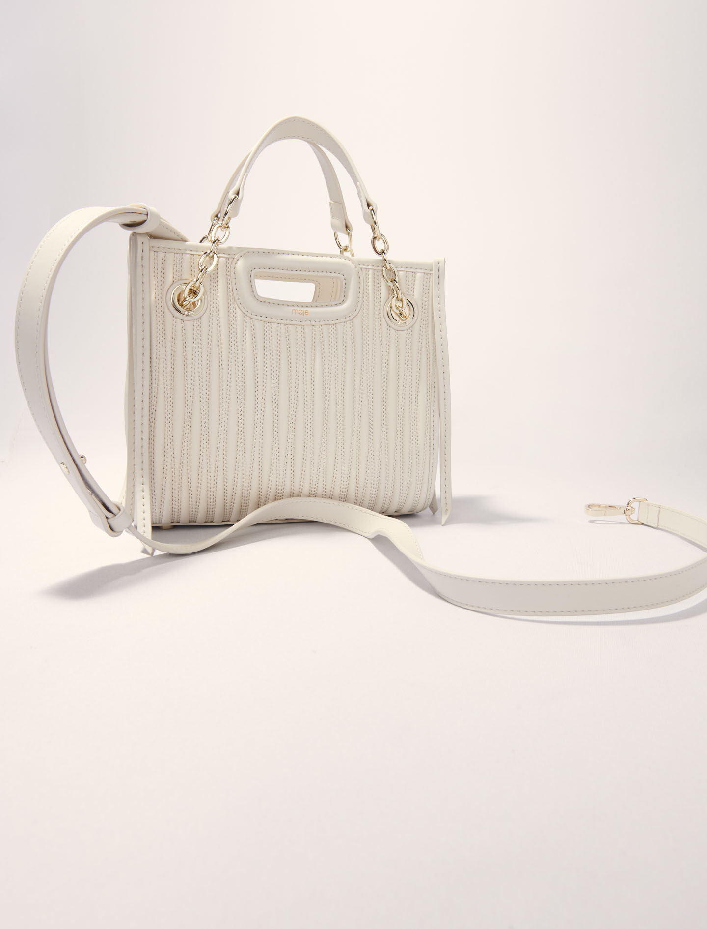 Mini quilted leather tote bag White For Women | Maje