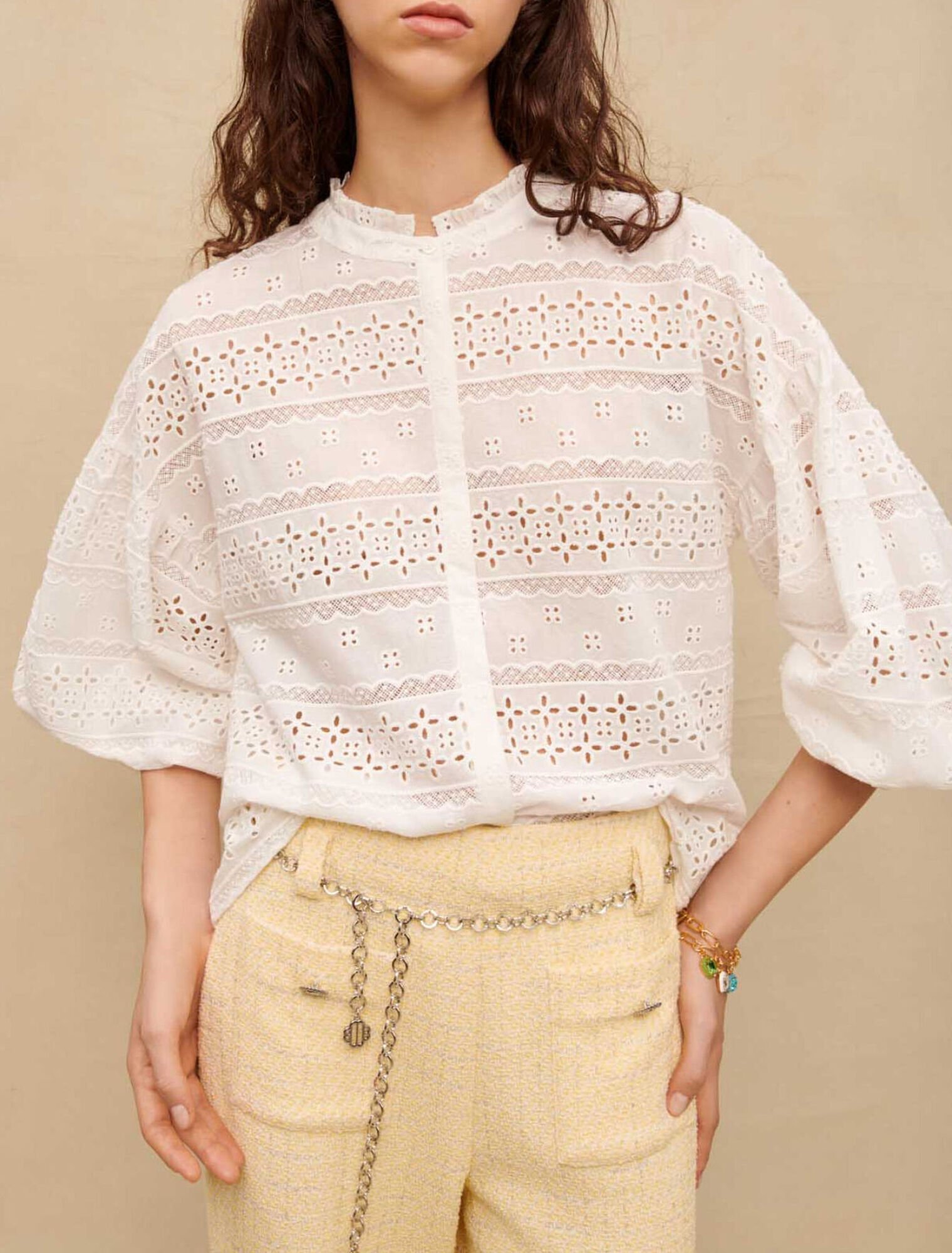 Embroidered white cotton blouse