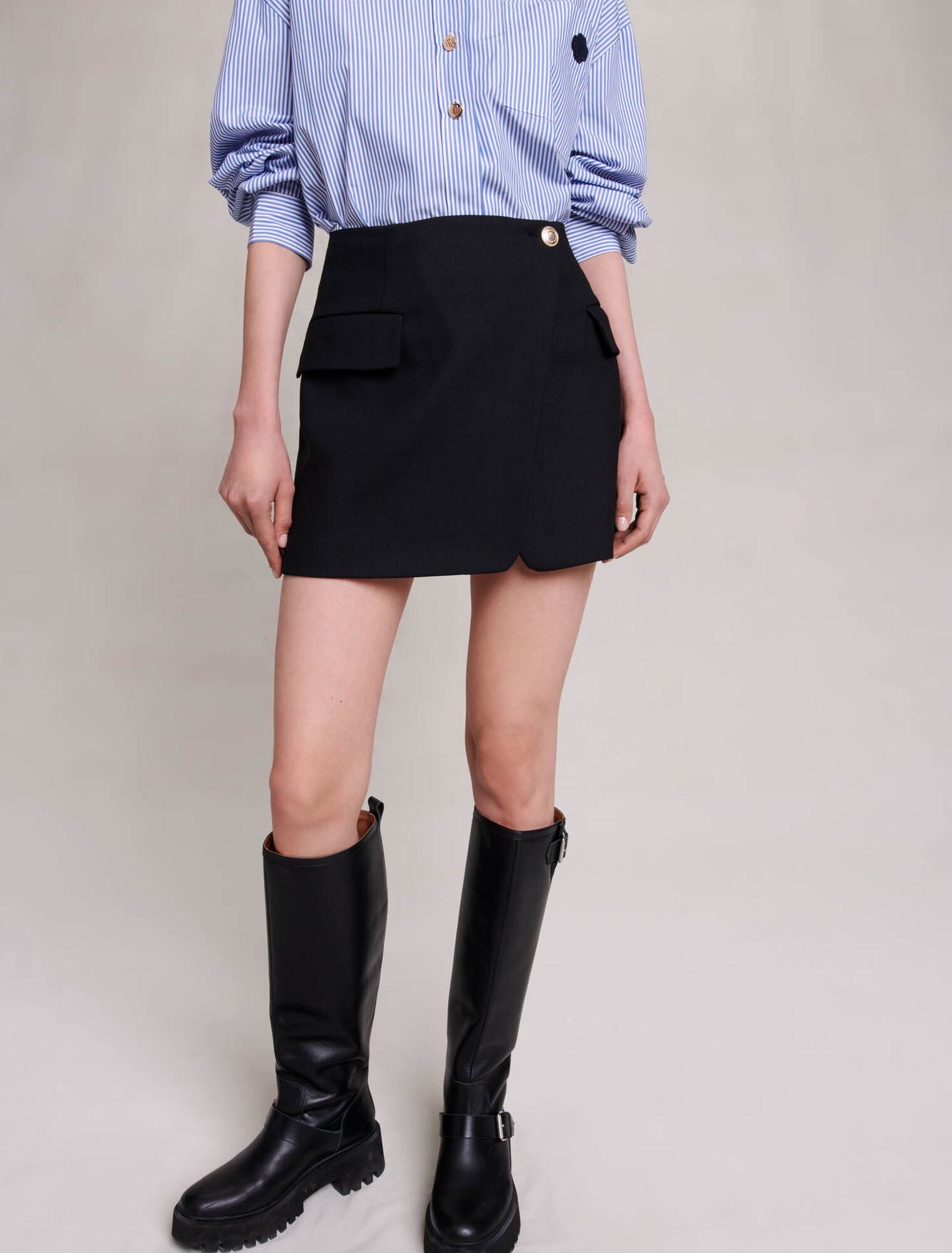 Asymmetric wrap skirt