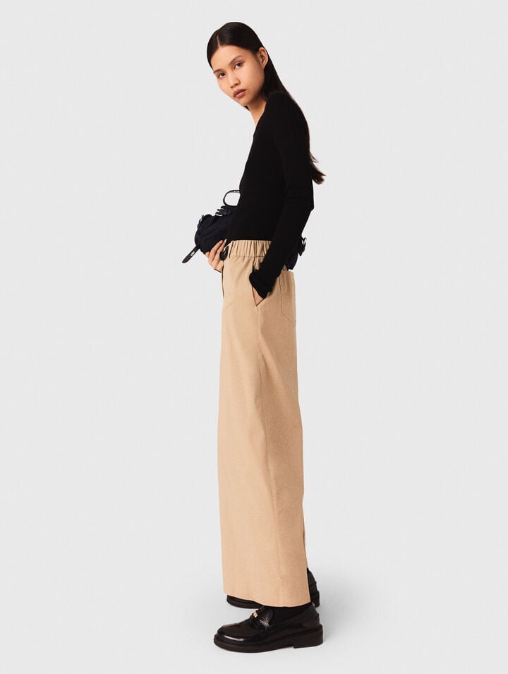 Wide-leg cotton pants