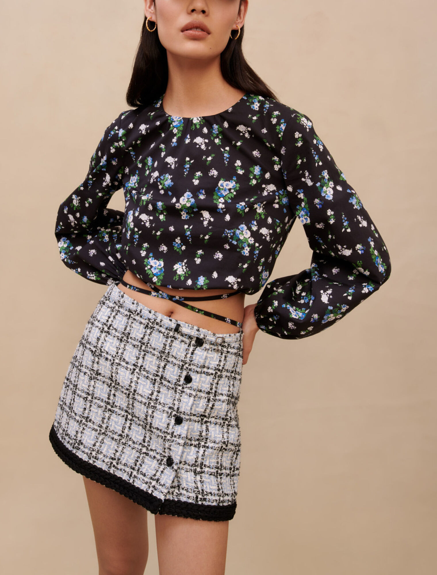 Floral top with tie
