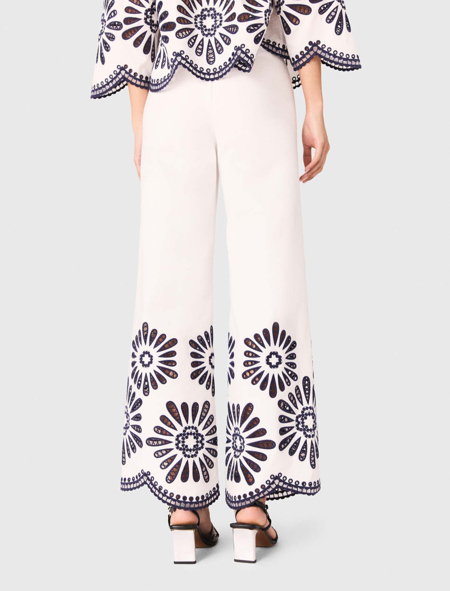 Trousers with crochet detail Bicolor For Women | Maje