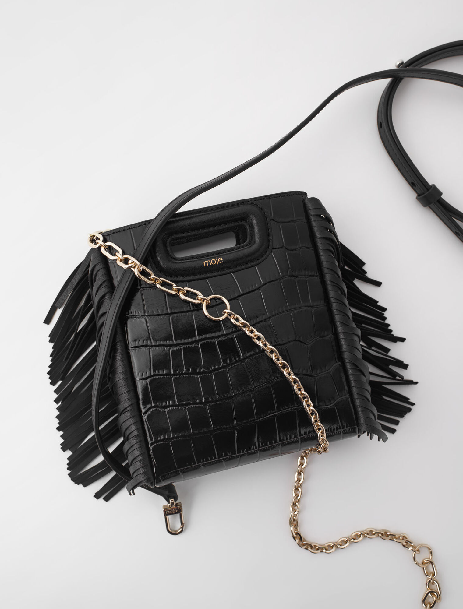 Croc-embossed leather mini M bag