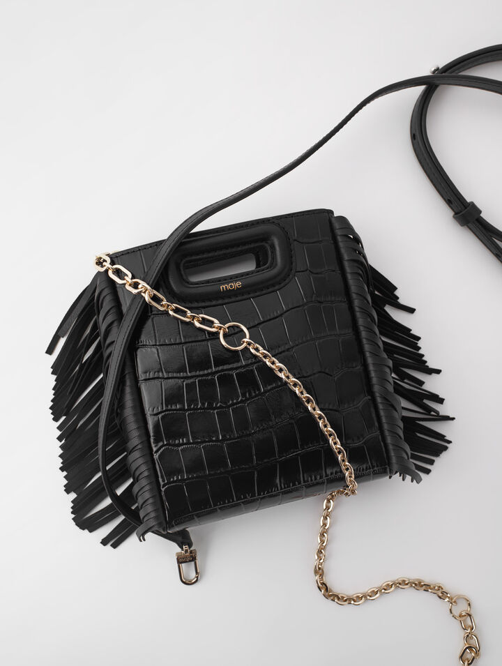 Croc-embossed leather mini M bag