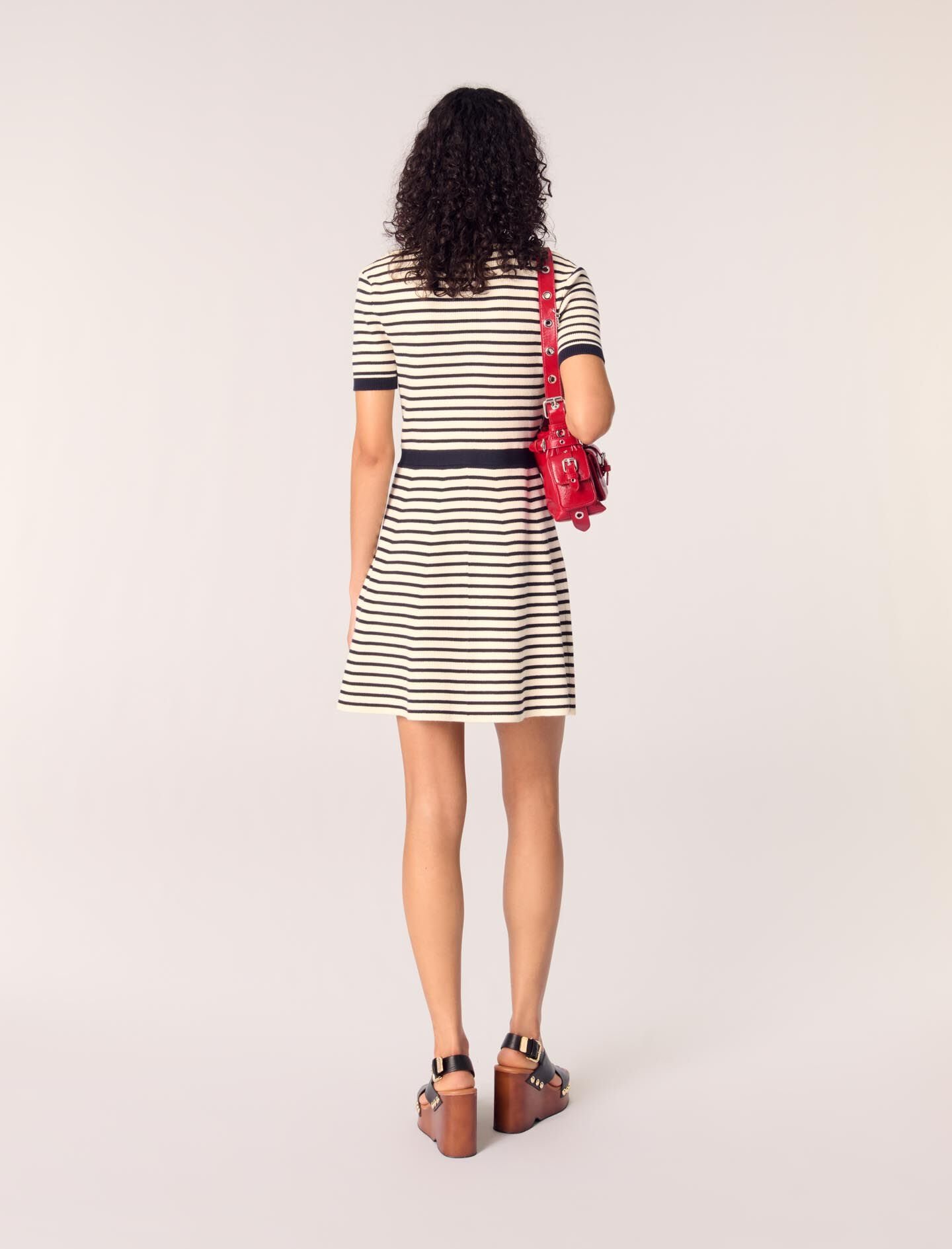 Rib knit mini dress Blue For Women | Maje